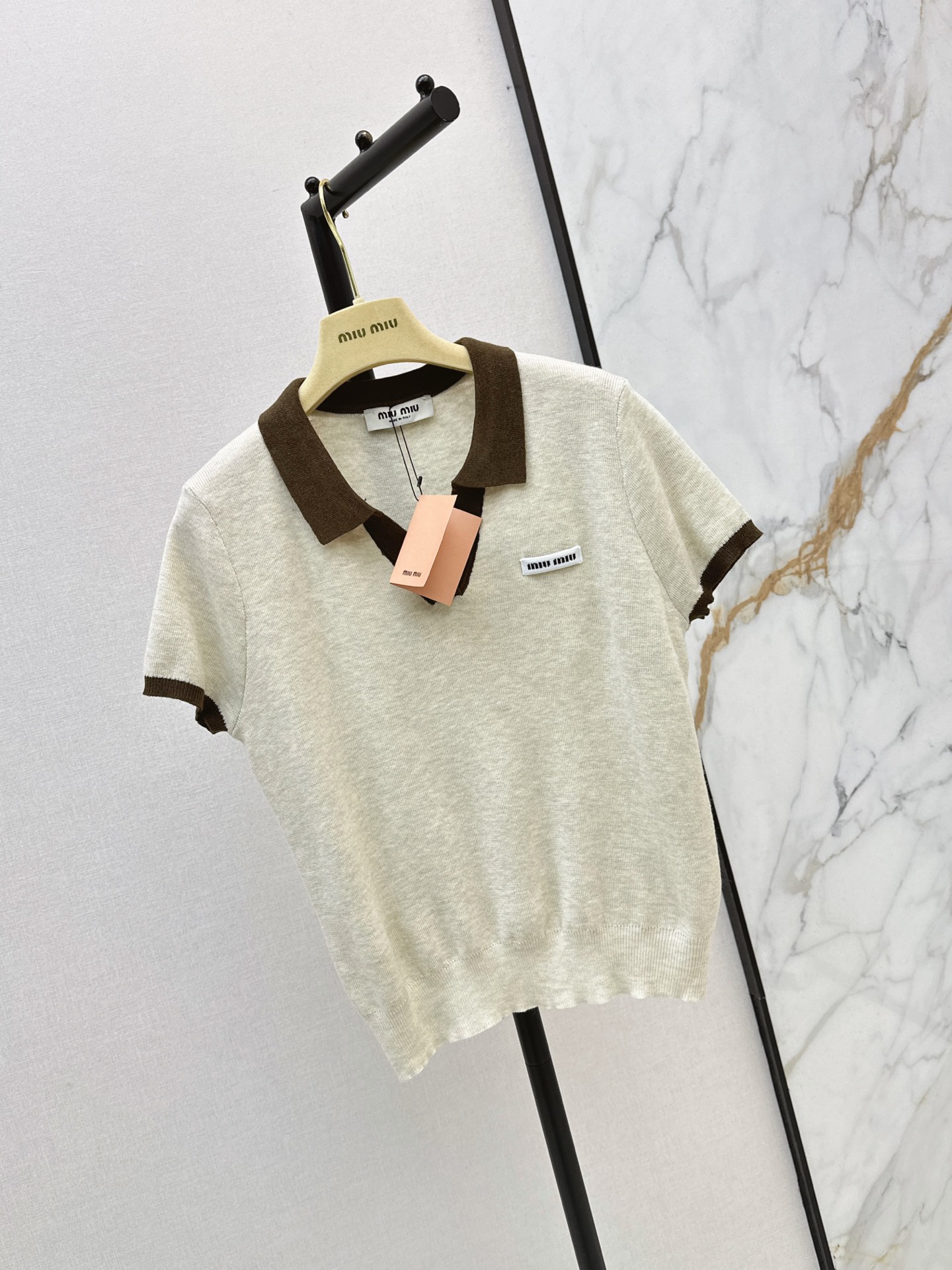 Miu 26ss polo knit top