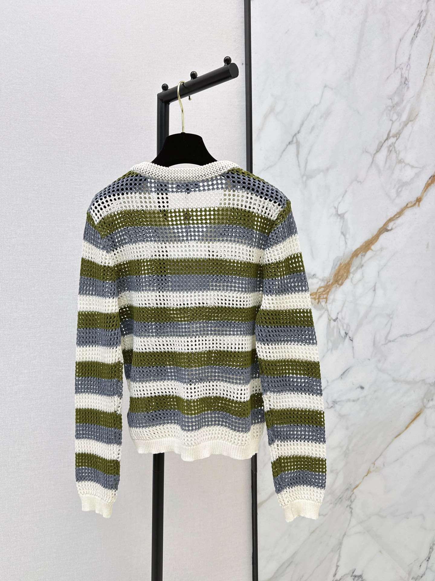 Chan 26fw stripe hollow knit sweater