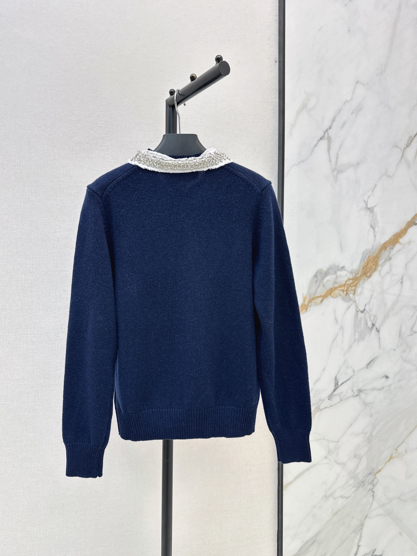 Pra 26fw rhinestone knit cardigan