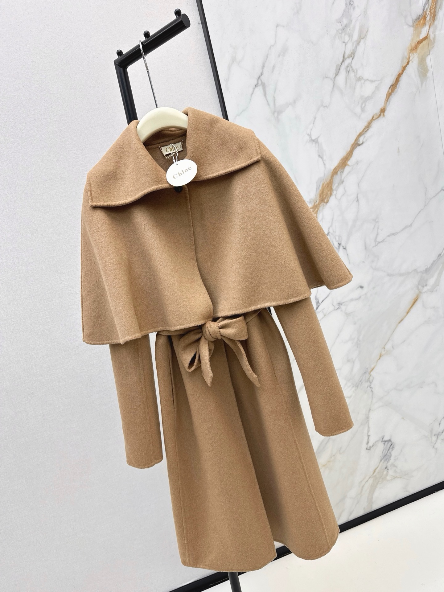 Chol 26fw detachable woolen cape overcoats