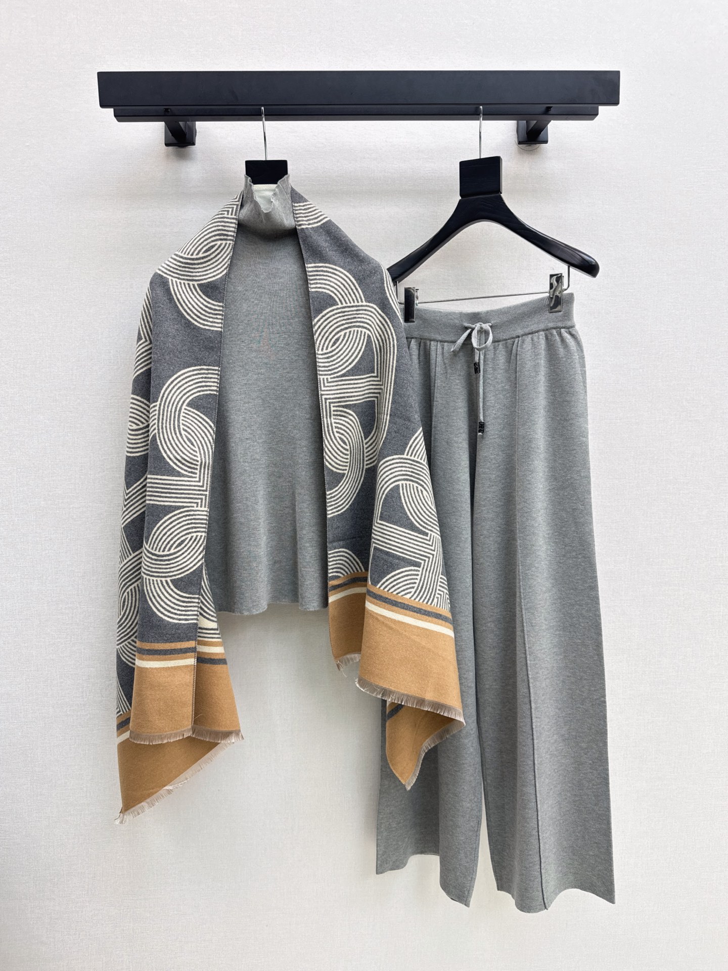 Her 26fw 3pcs knit basic tee shawls pants sets