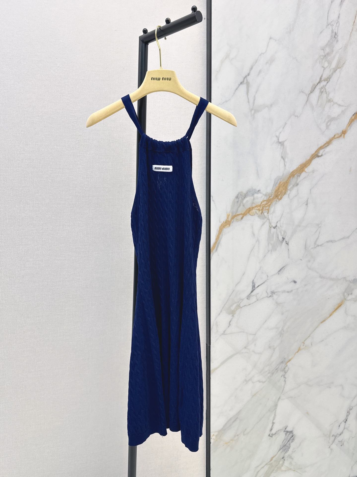 Miu 26fw slim-fit knit slip dress
