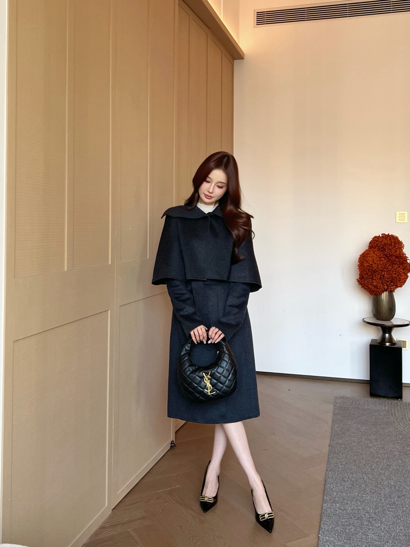 Chol 26fw detachable woolen cape overcoats