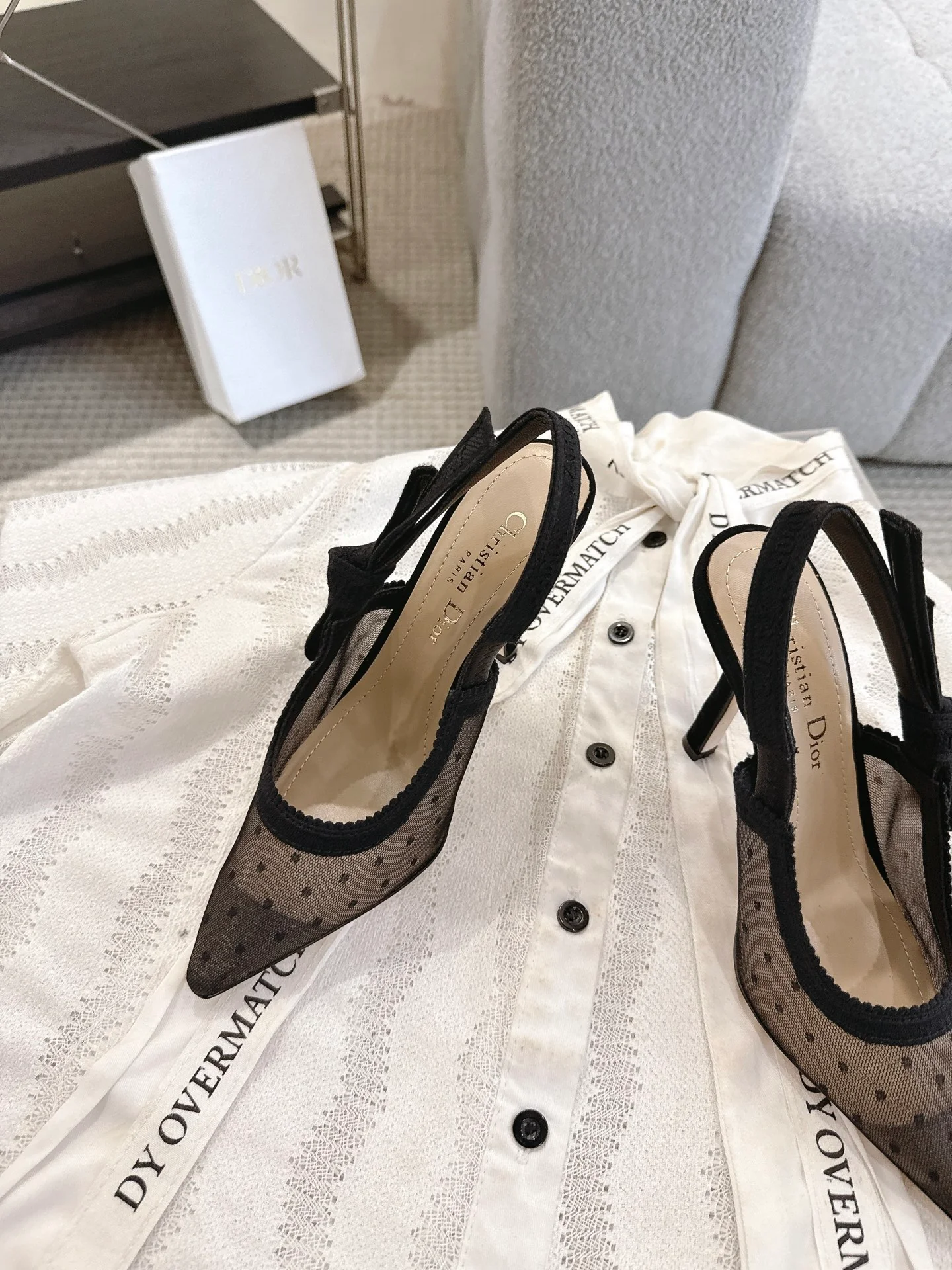 CD 25fw mesh slingback heels