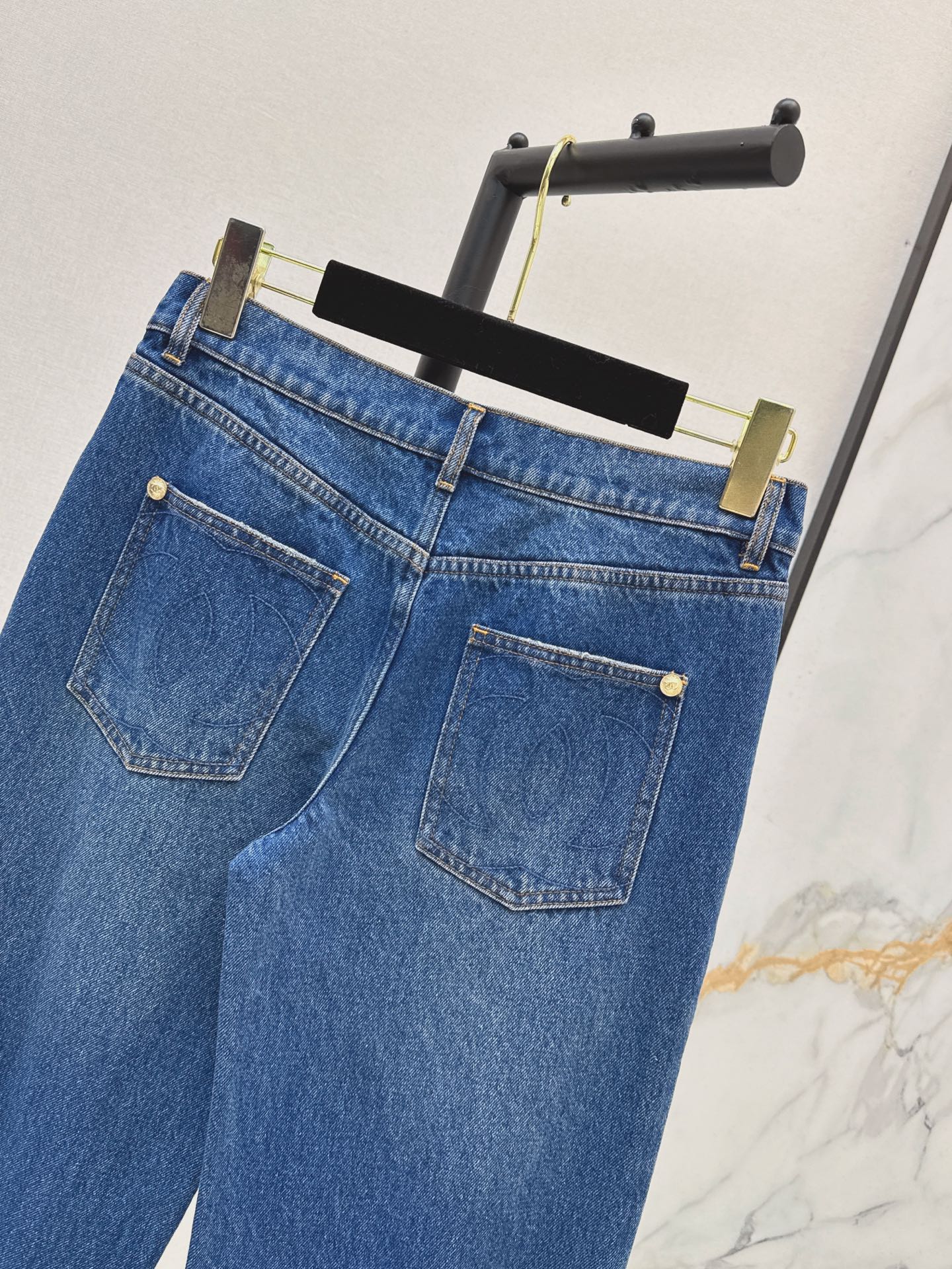 Chan 26fw rhinestone straight-leg jeans