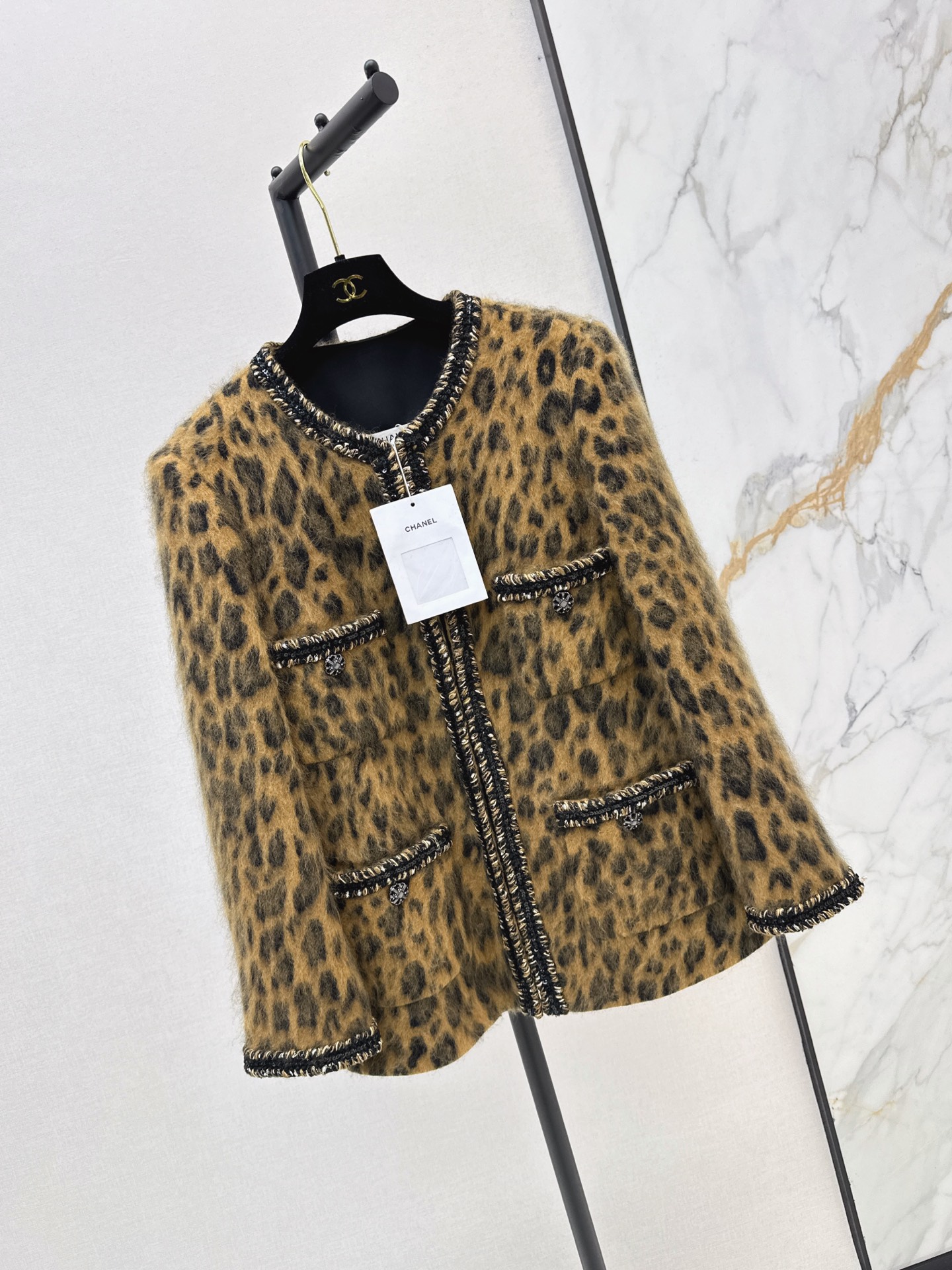 Chan 26fw leopard-print fuzzy jacket