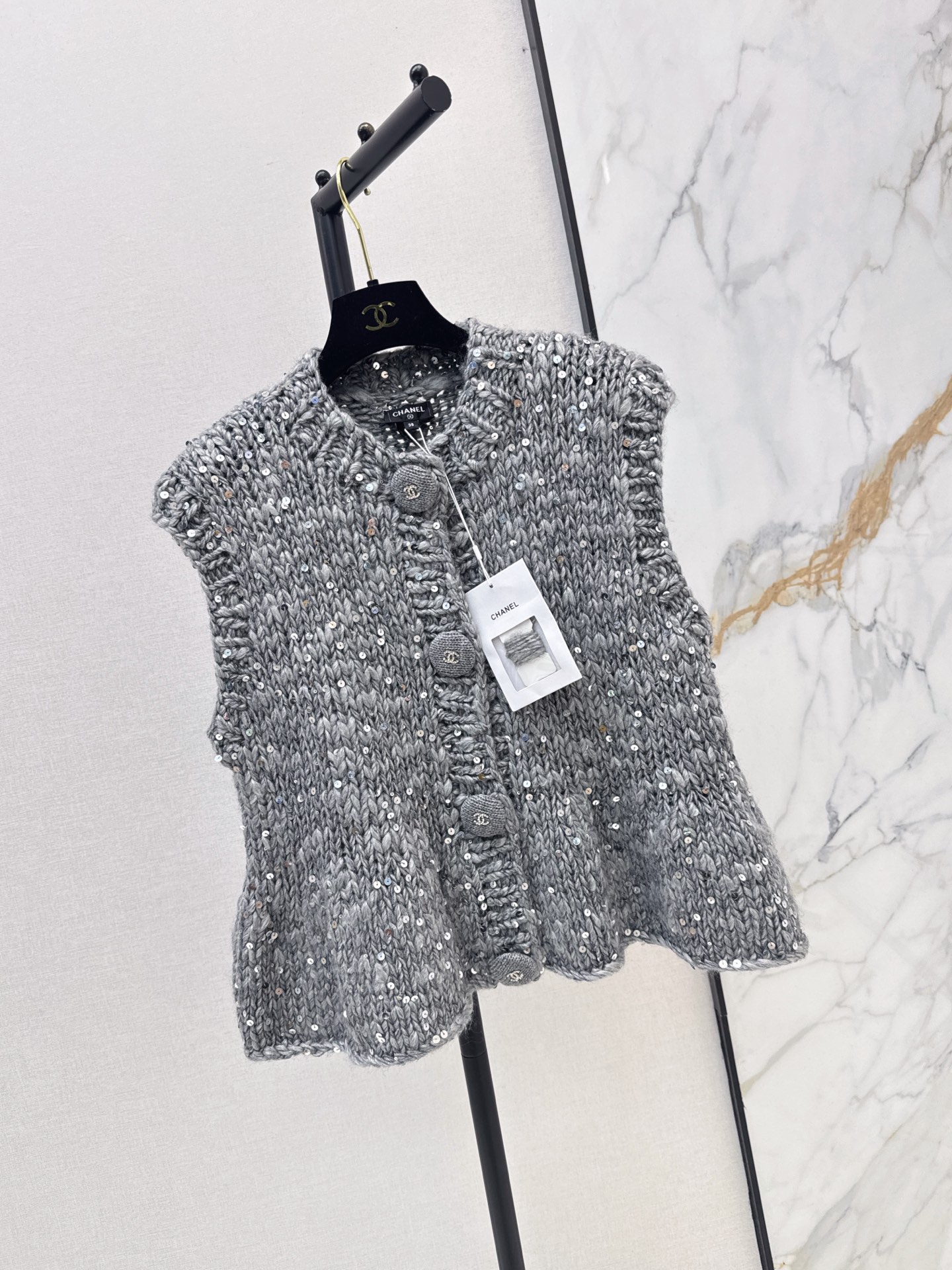 Chan 26fw sequin knit vest
