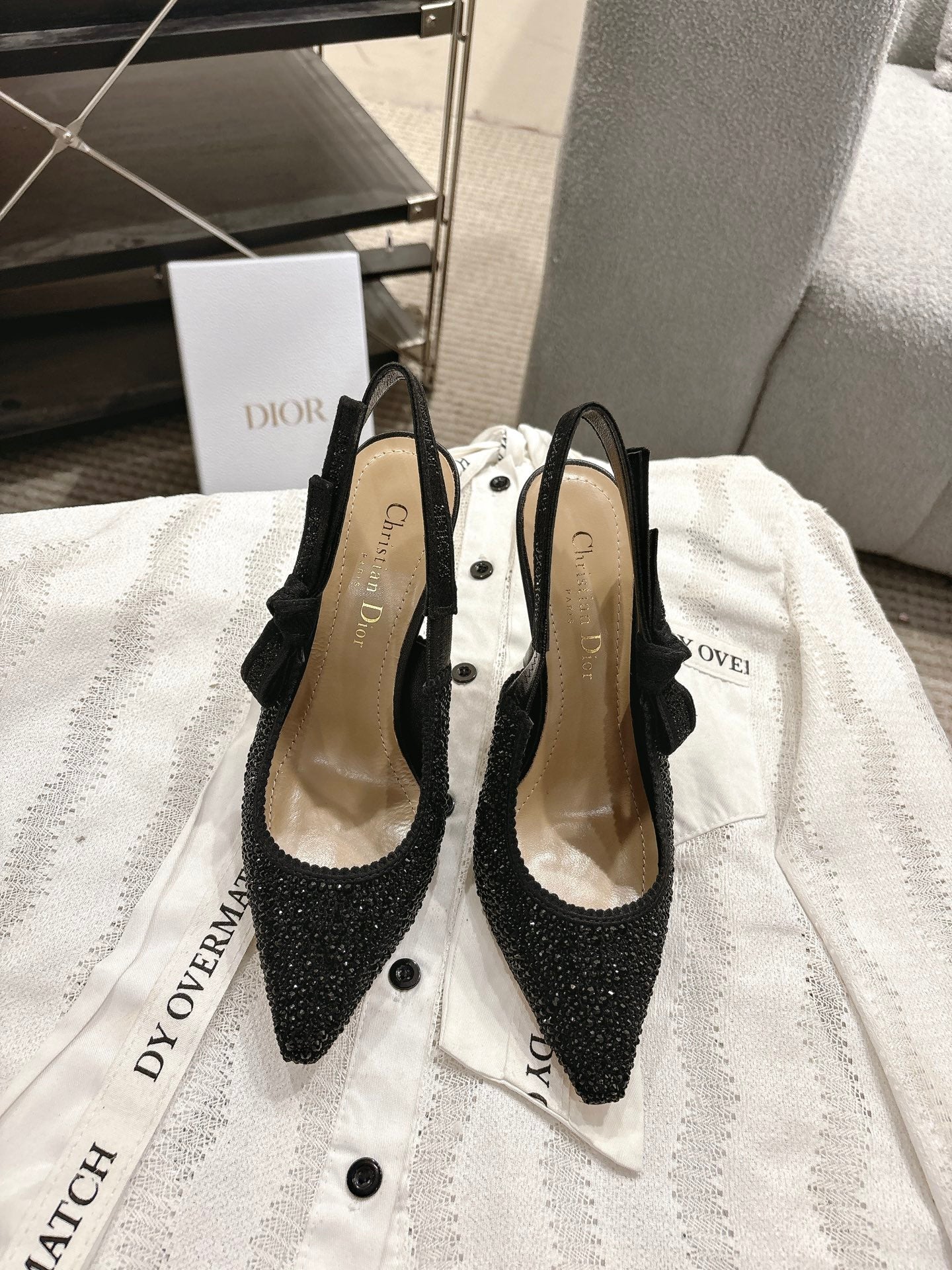 CD 25fw rhinestone slingback heels