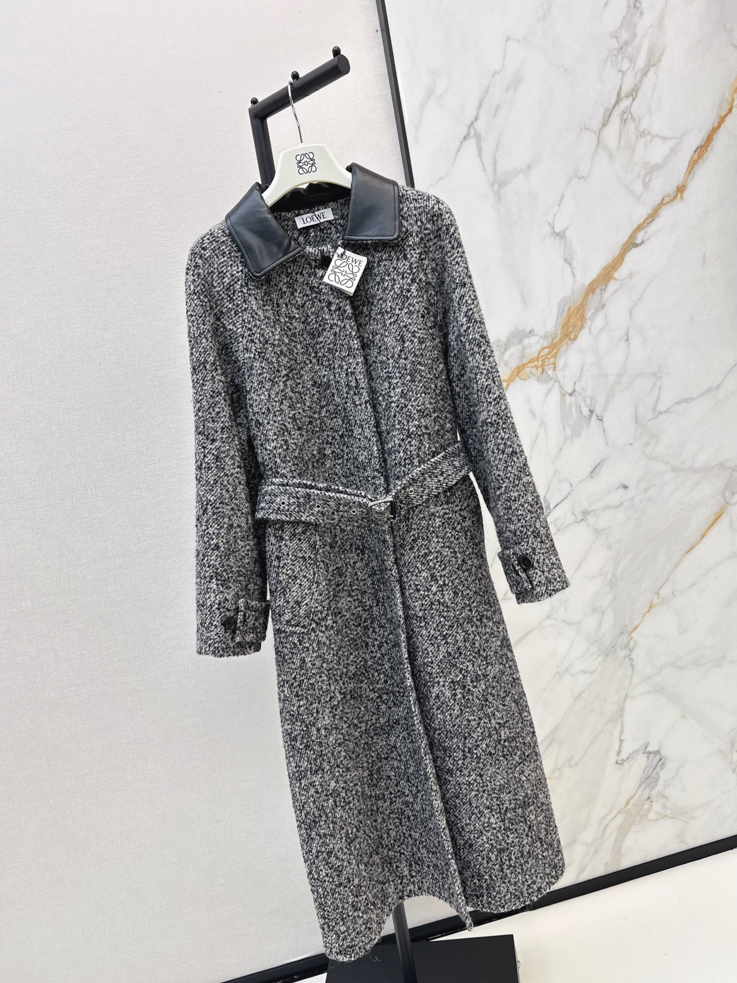 Loe 26fw woolen belted overcoats