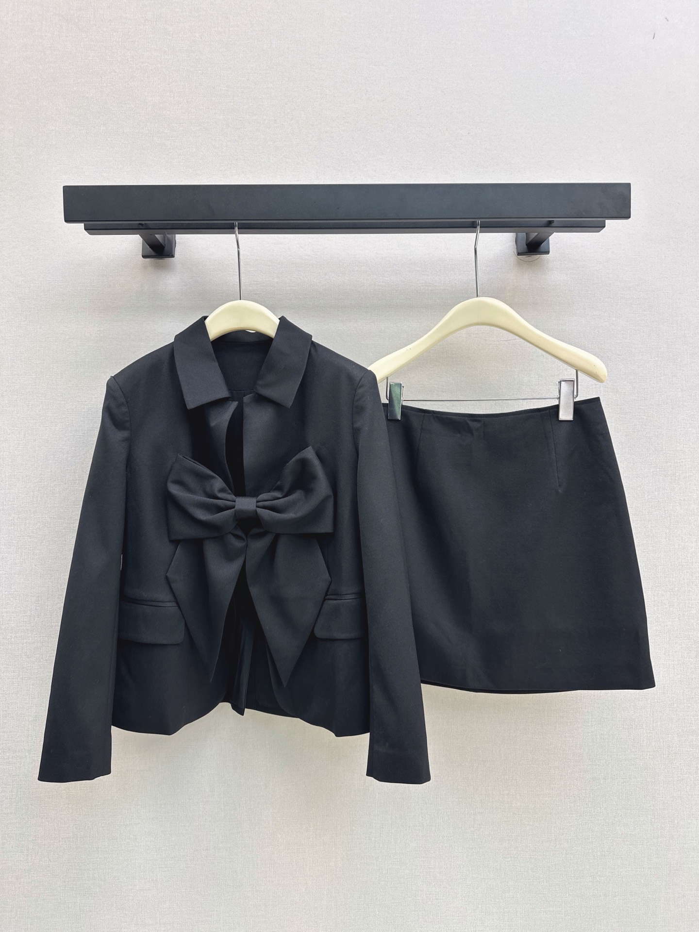 Chan 26fw bow blazer A-line skirt sets