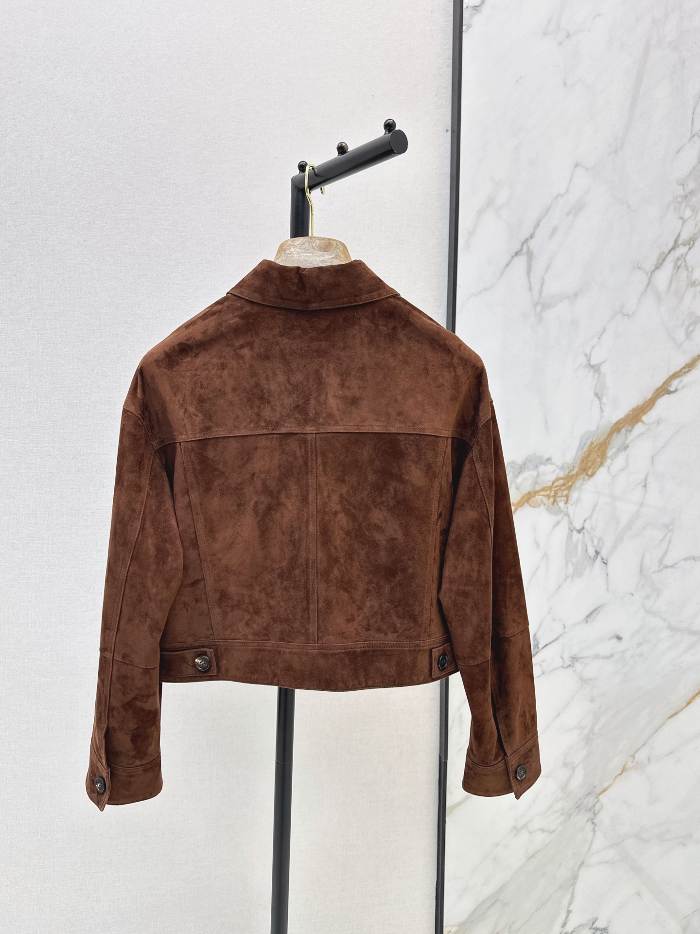 Brun 26fw suede fleece cropped leather jacket
