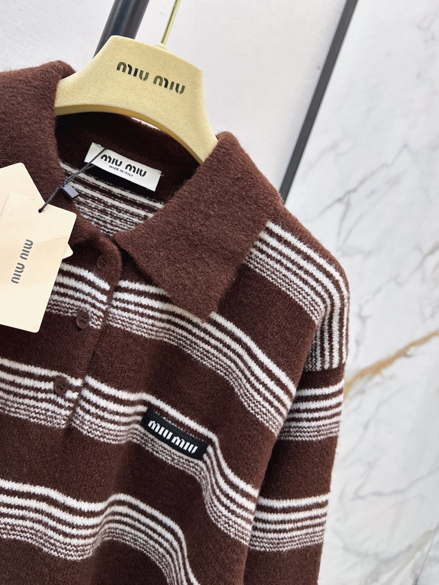 Miu 26fw stripe polo knitwear