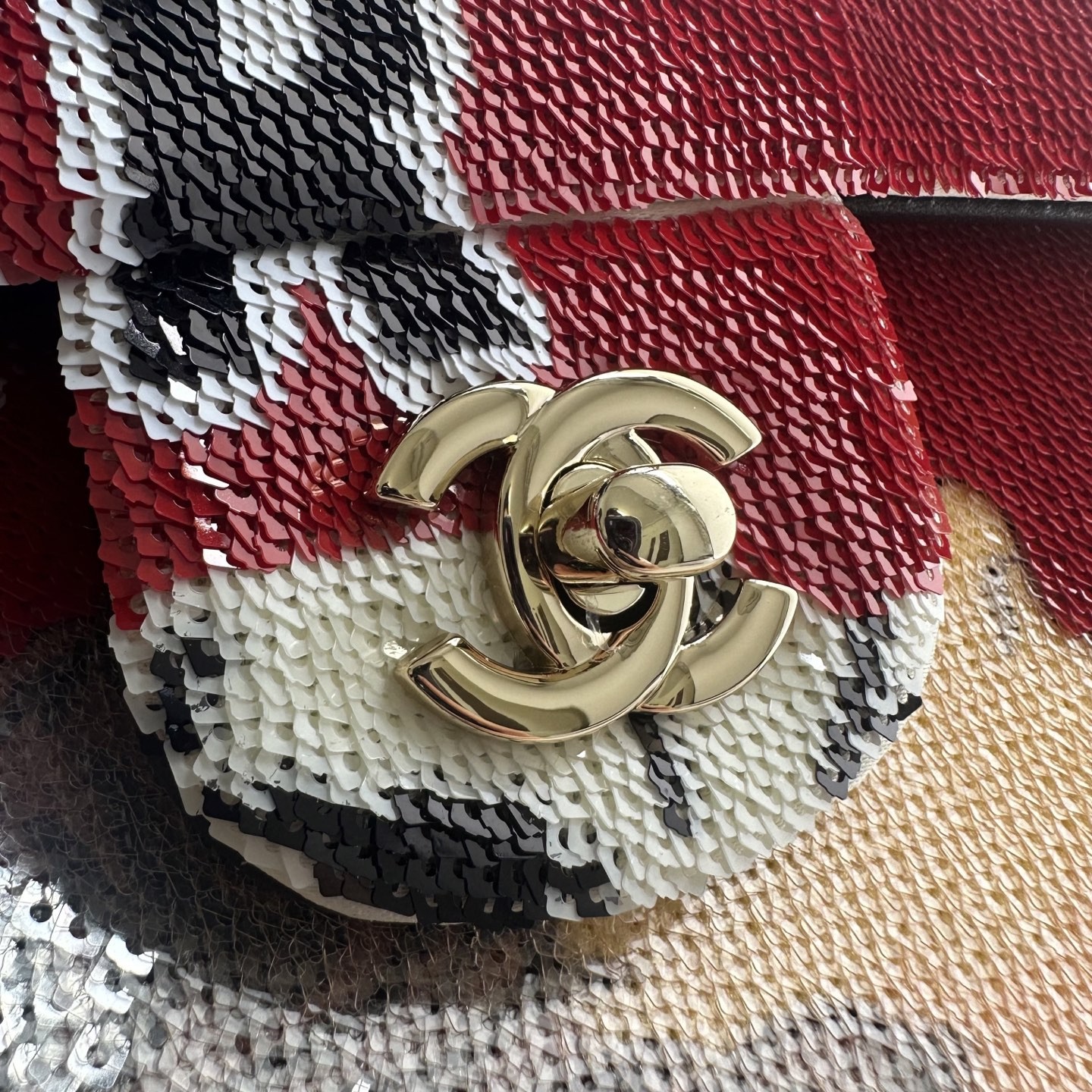 Chan 26A Graphic Sequin Shoulder Bag