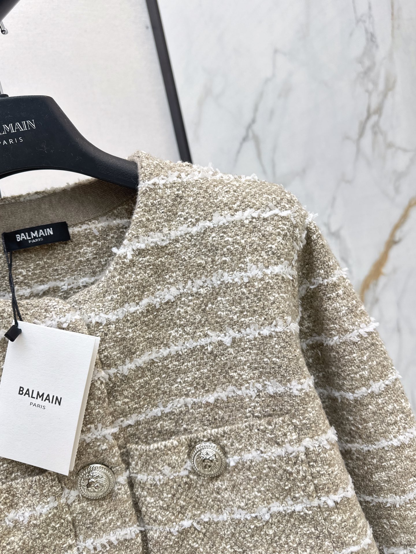 Bal 26fw stripe knit cardigan