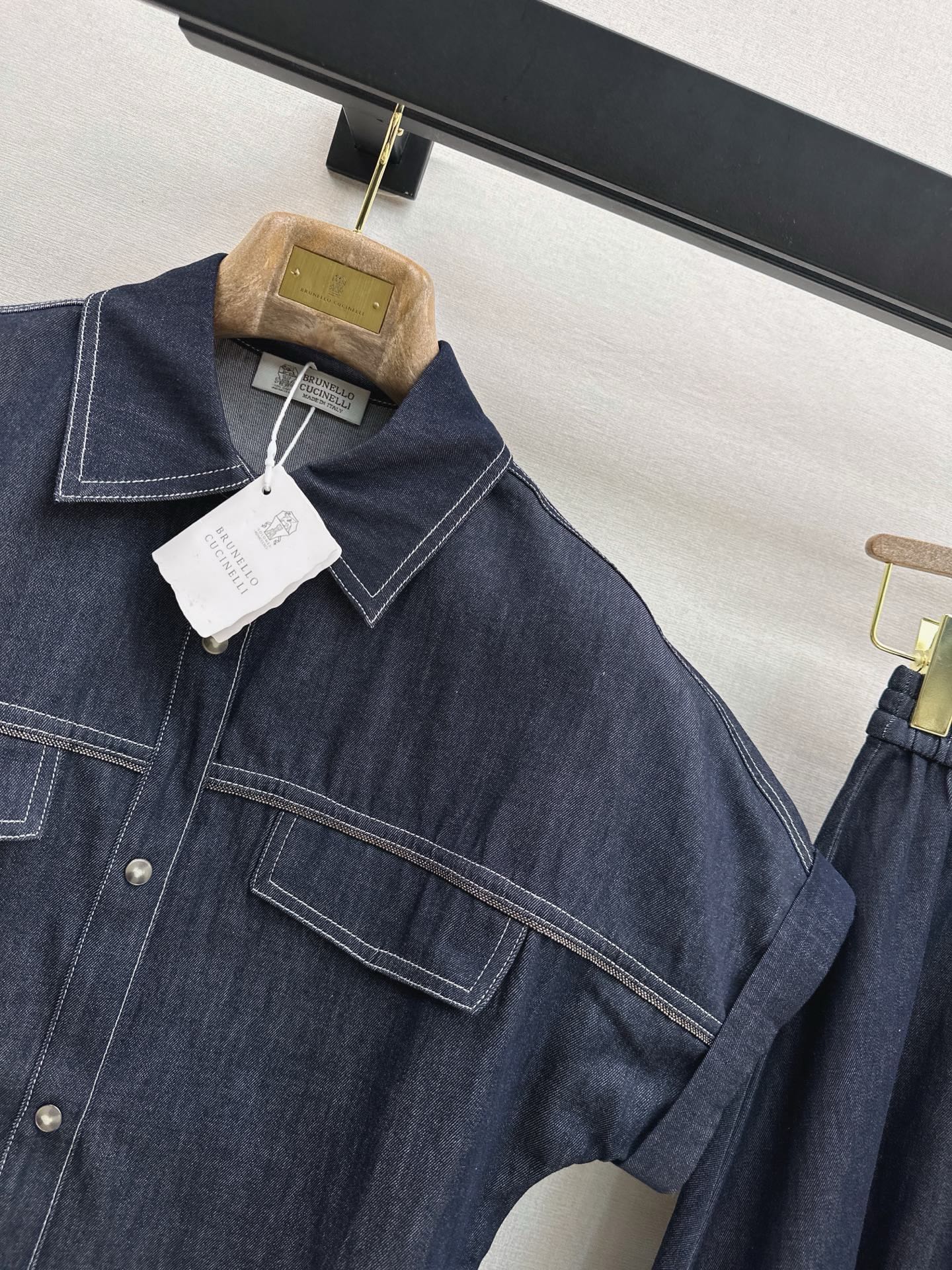 Brun 26ss denim shirt skirt sets