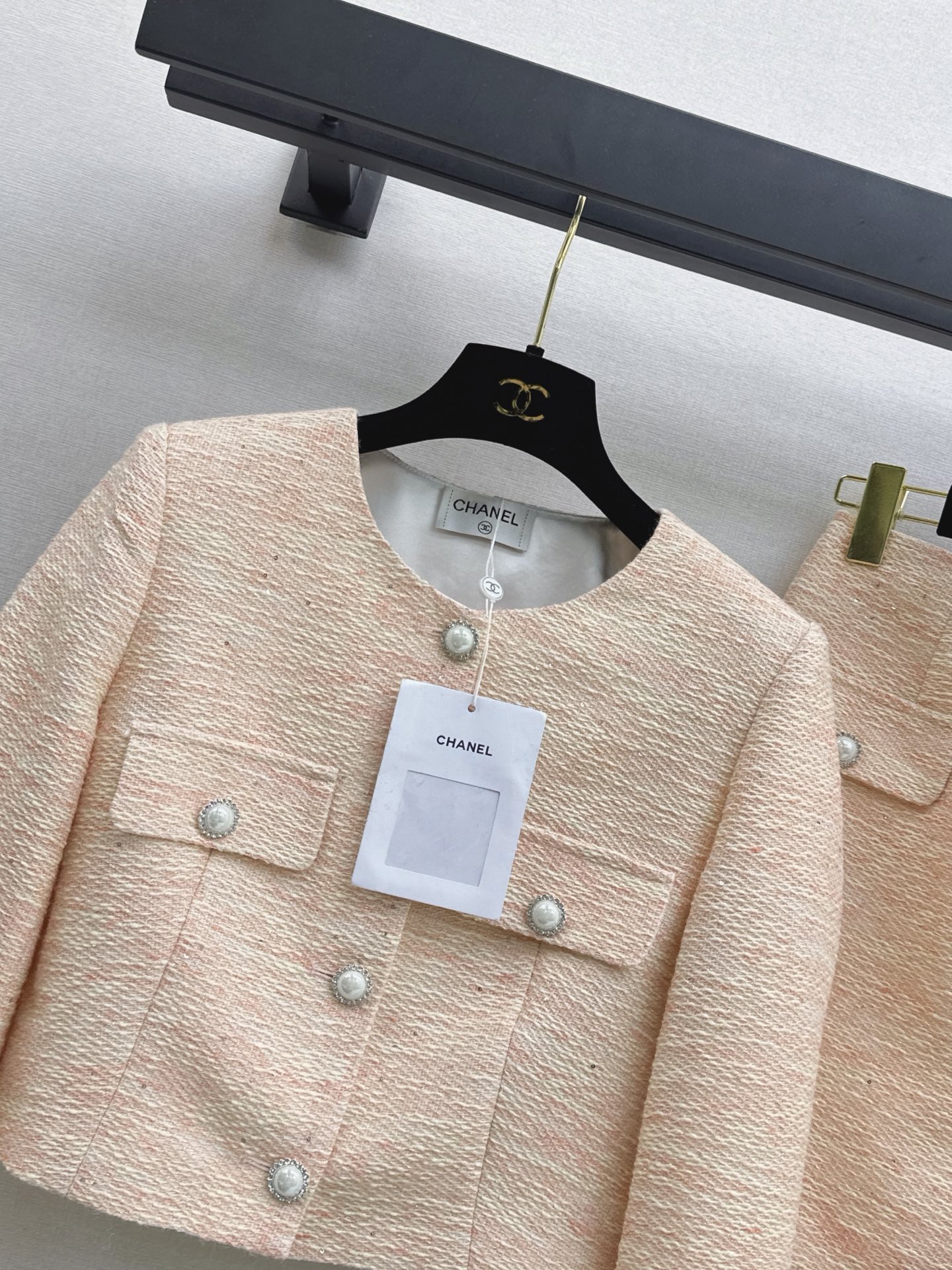Chan 26fw cropped tweed jacket skirt sets