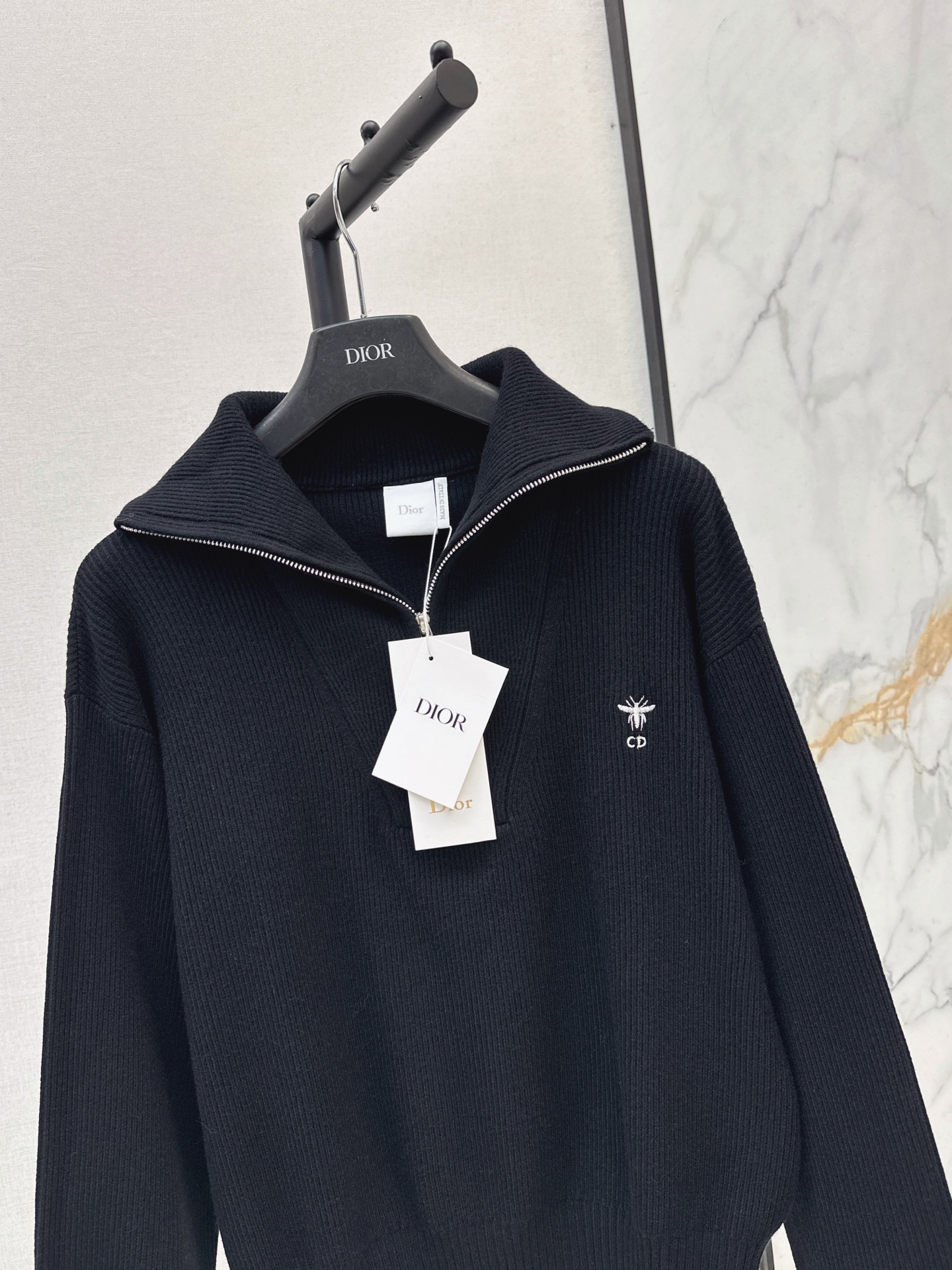 Chan 26fw zip-half knit sweater
