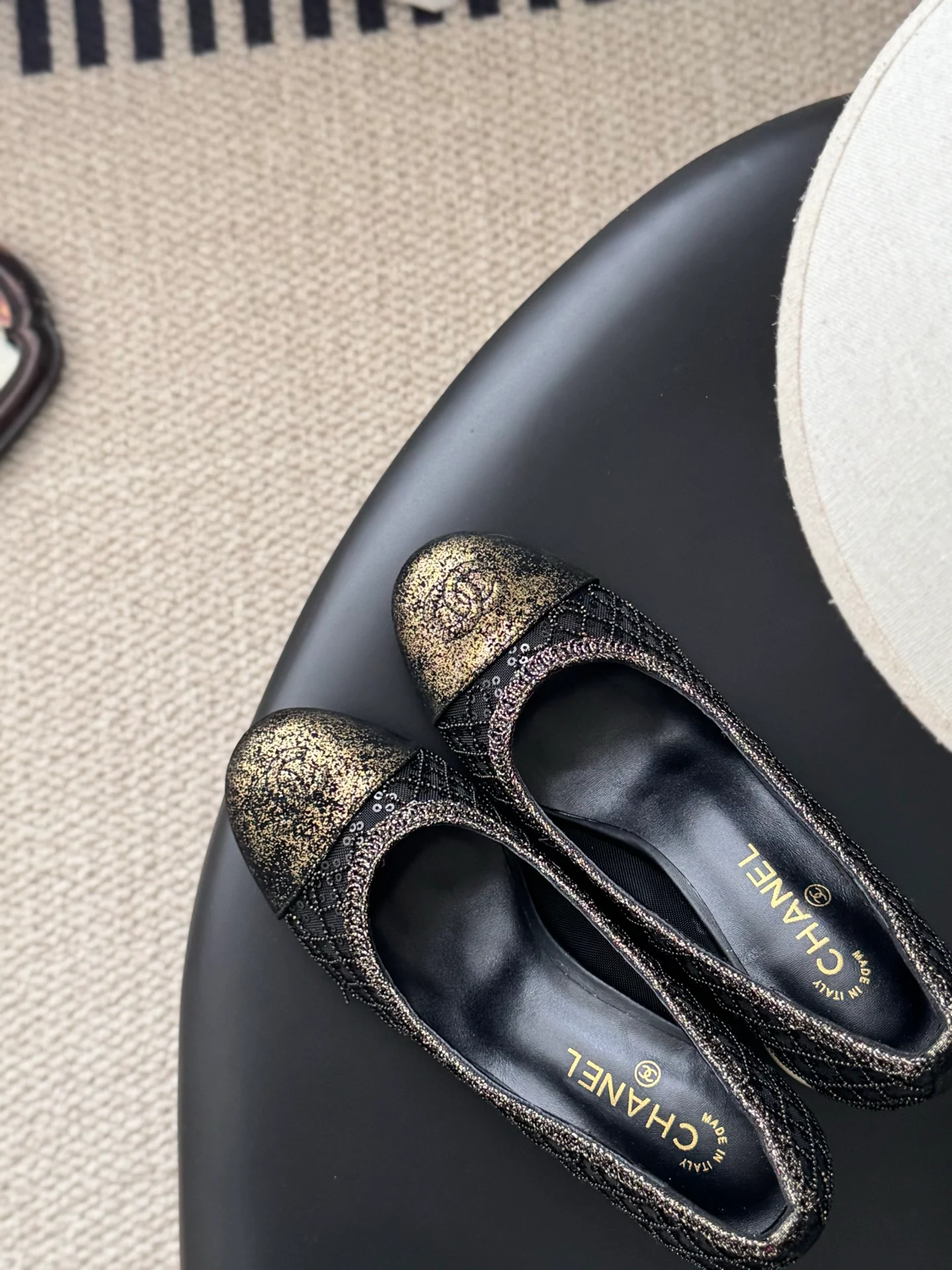 Chan 26ss pearl mary jane chunky heel