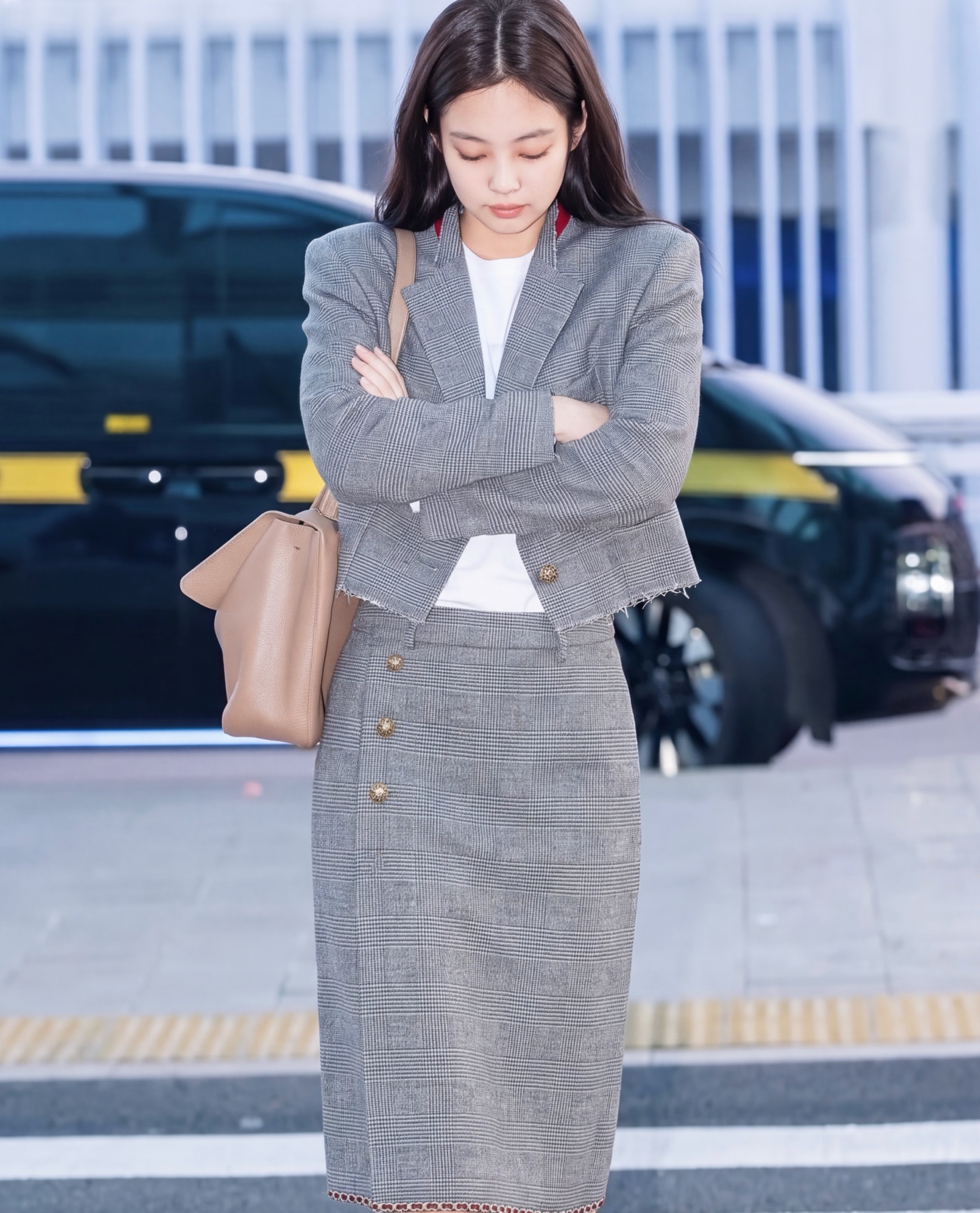Chan 26fw houndstooth A-line skirt