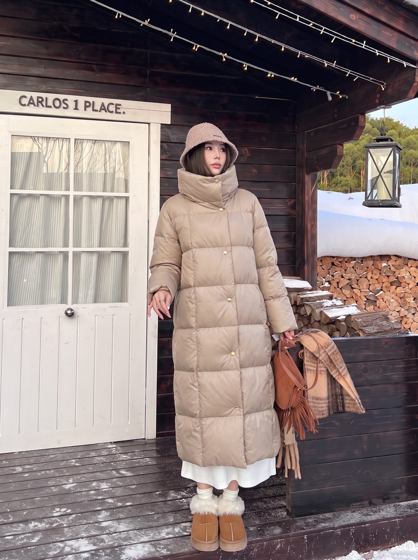 Max 26fw hooded long down jacket