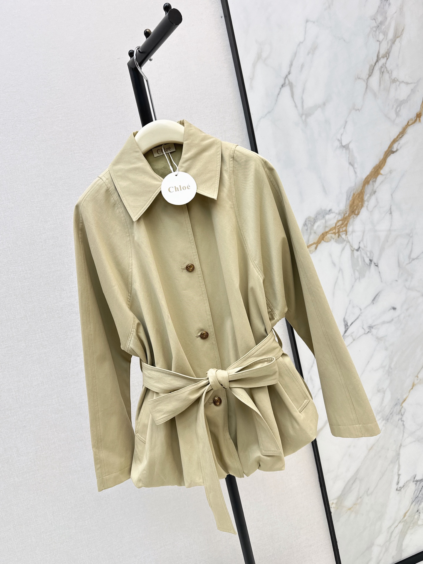 Chol 26fw belted cropped trench coats