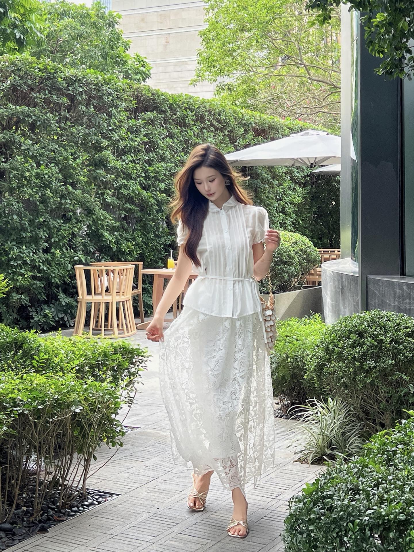 CD 26ss hollow bow embroidery skirt