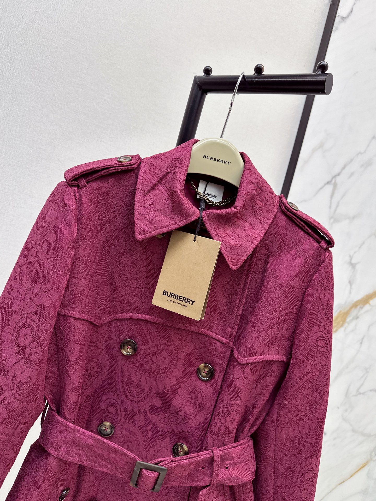Bur 26fw lace cropped trench coats