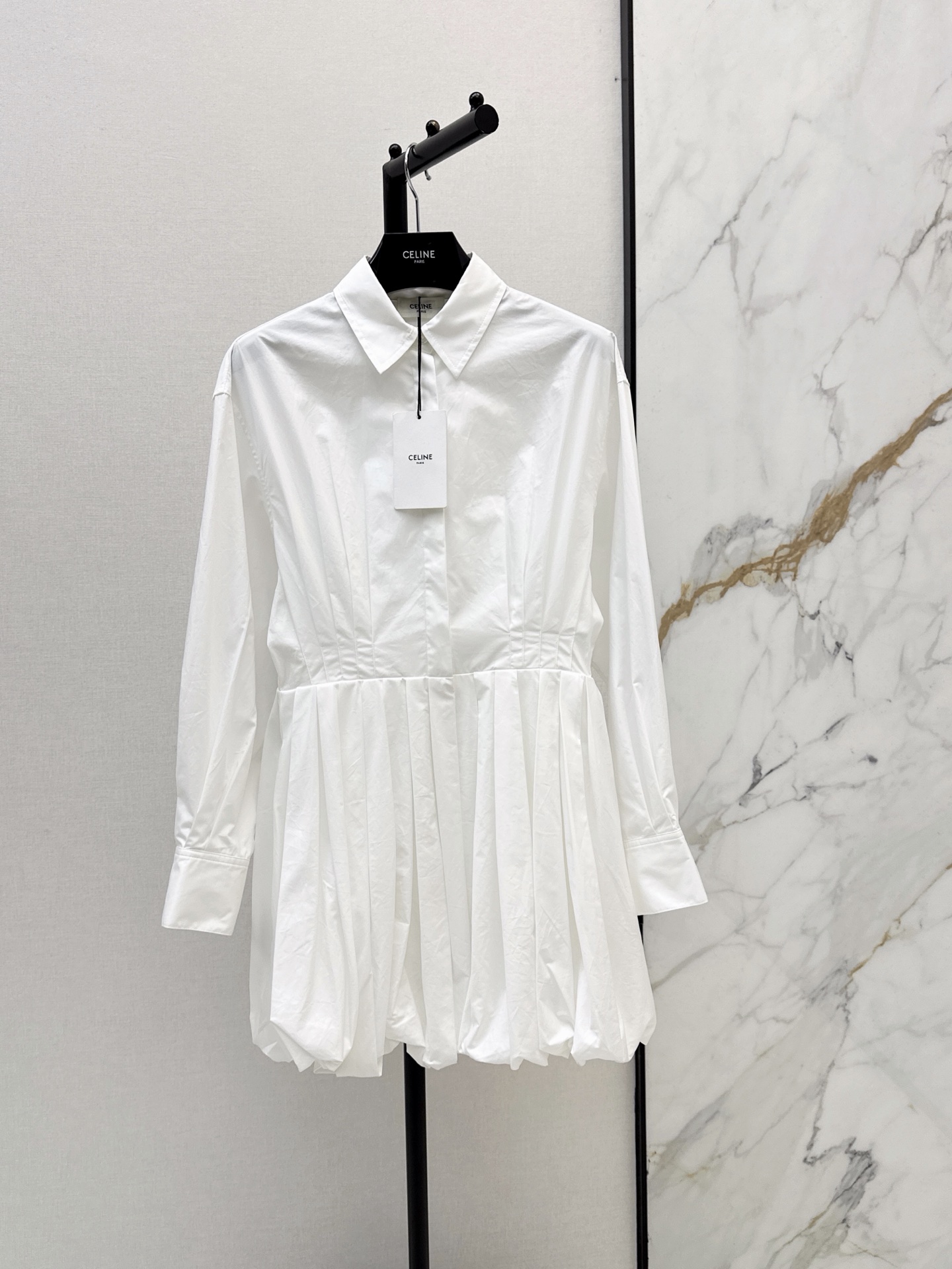 Celi 26fw detachable ruffle belted shirt dress