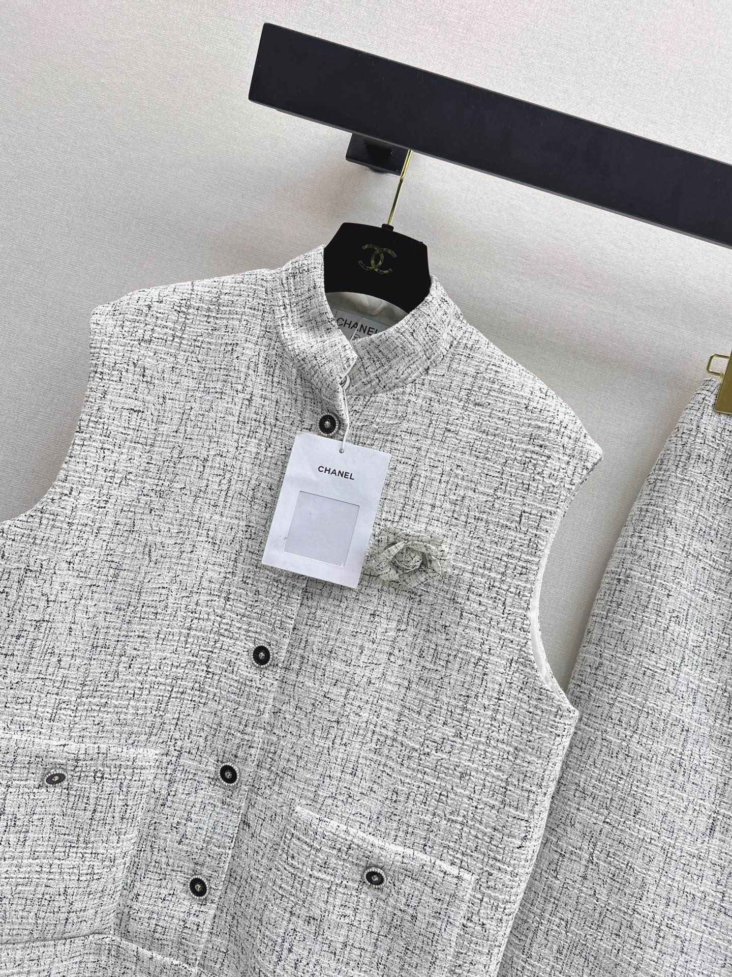 Chan 26ss woven vest skirt sets