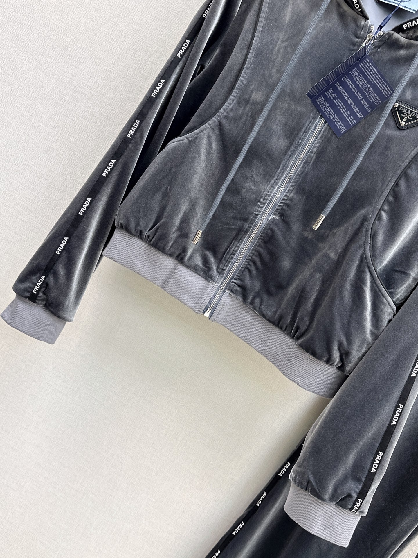 Pra 26fw velvet hooded jacket pant sets