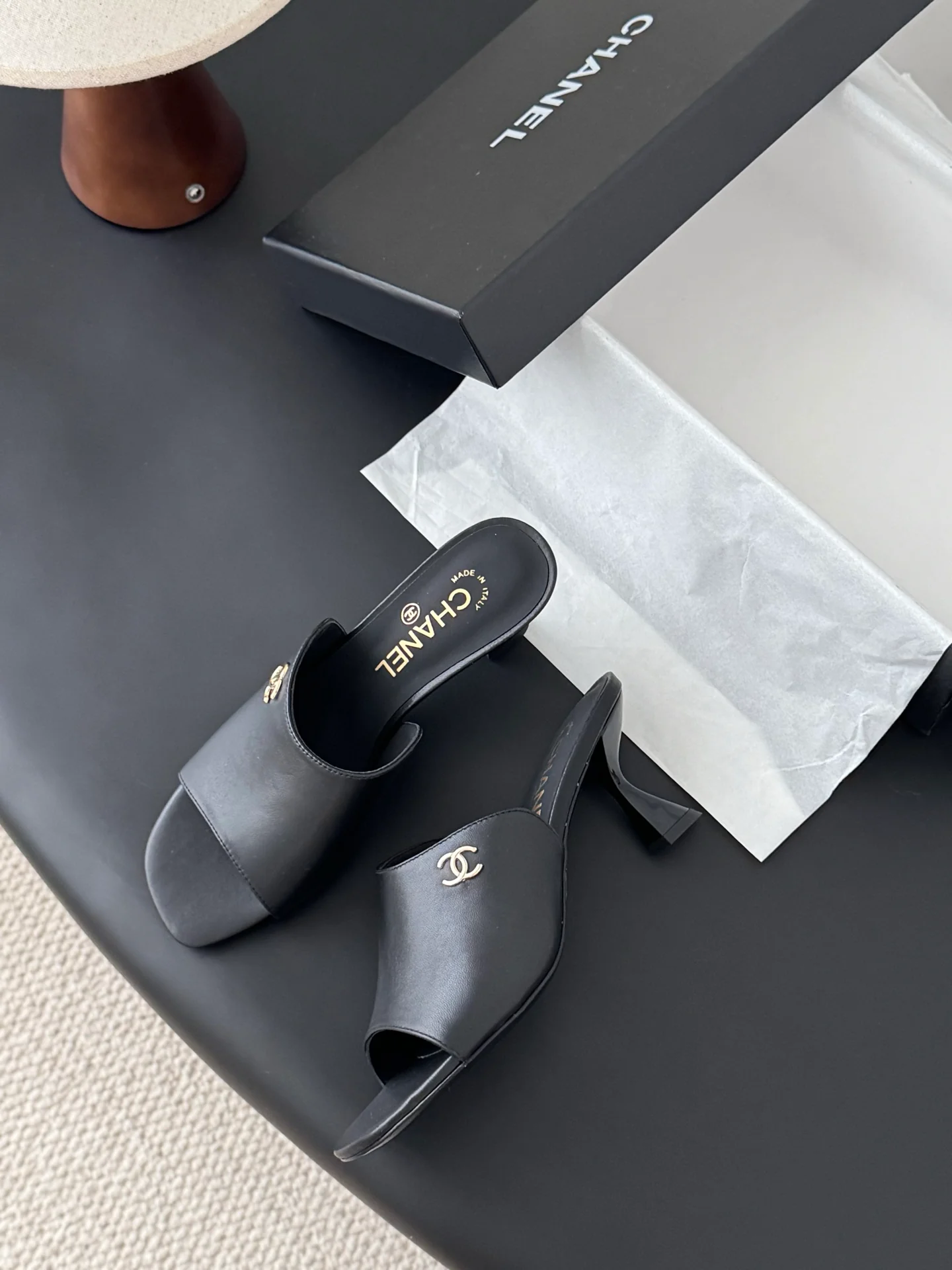 Chan 25fw kitten slides sandals