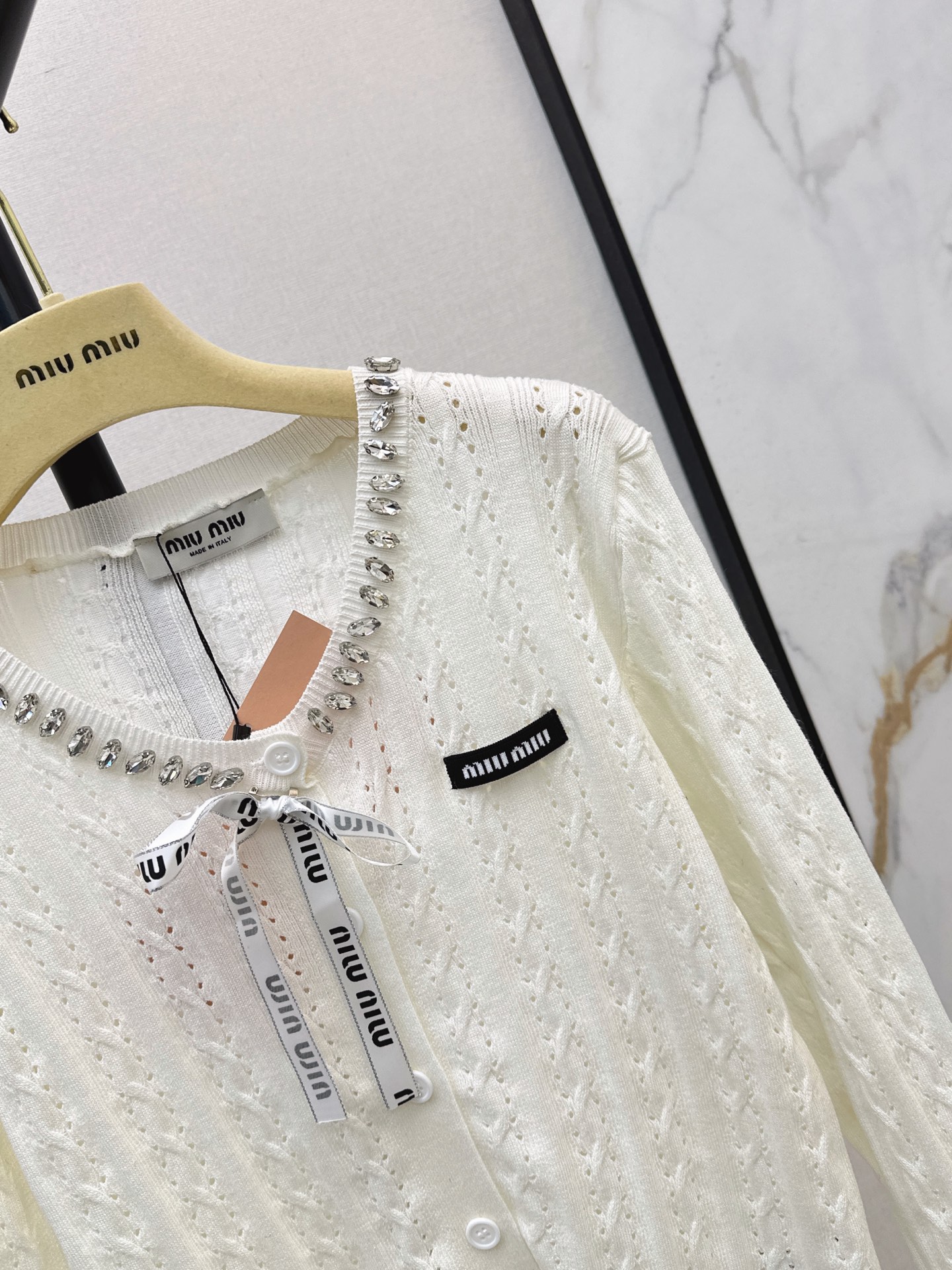 Miu 26fw cable knit cardigan