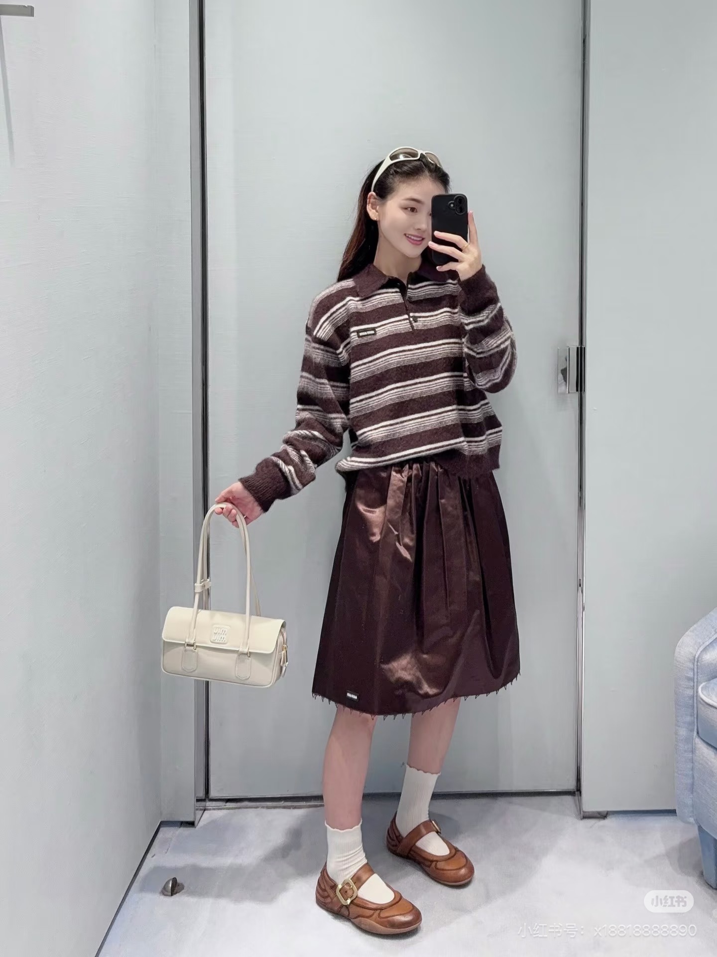 Miu 26fw stripe polo knitwear