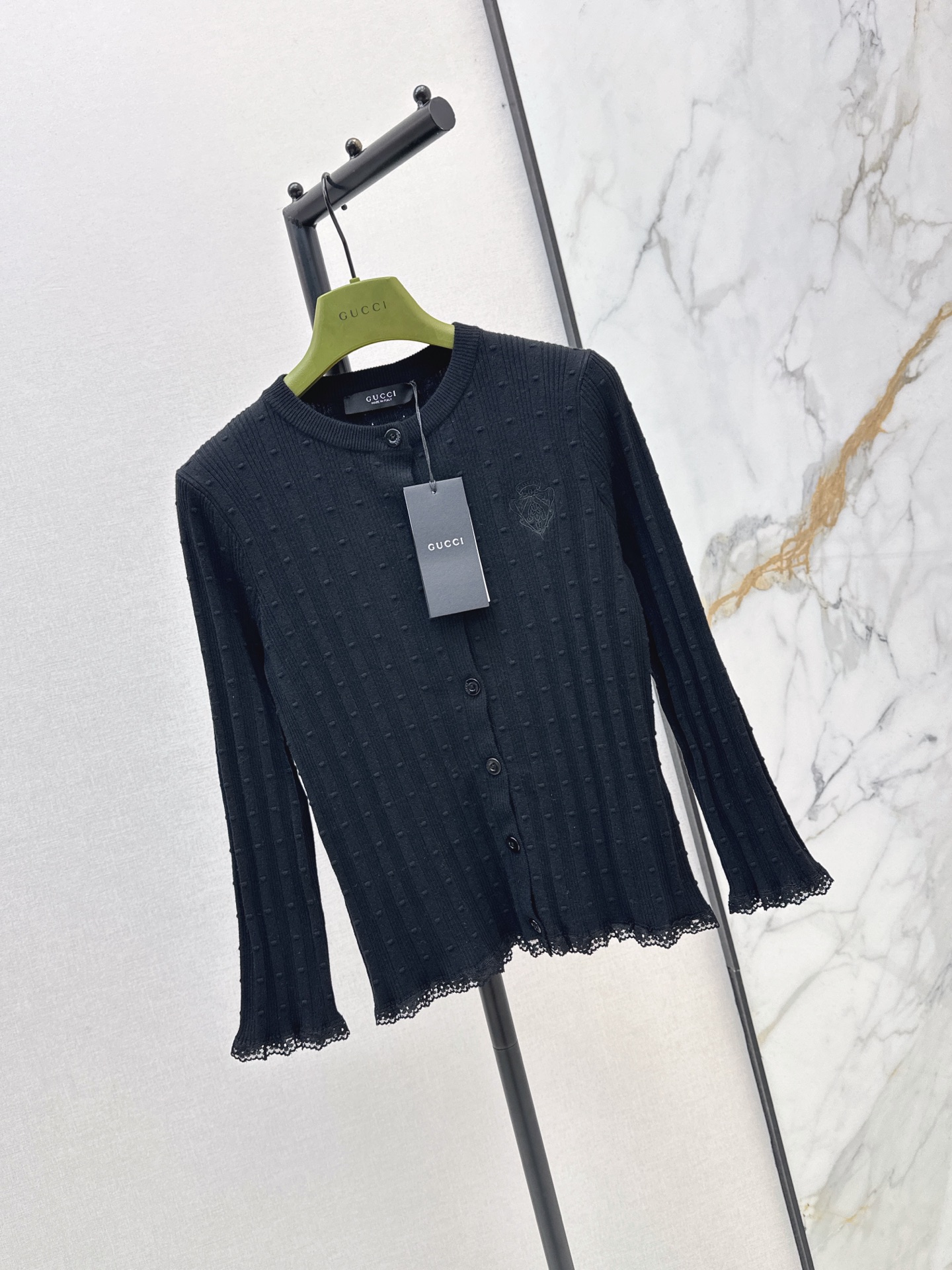 Guc 26fw lace trim knit cardigan