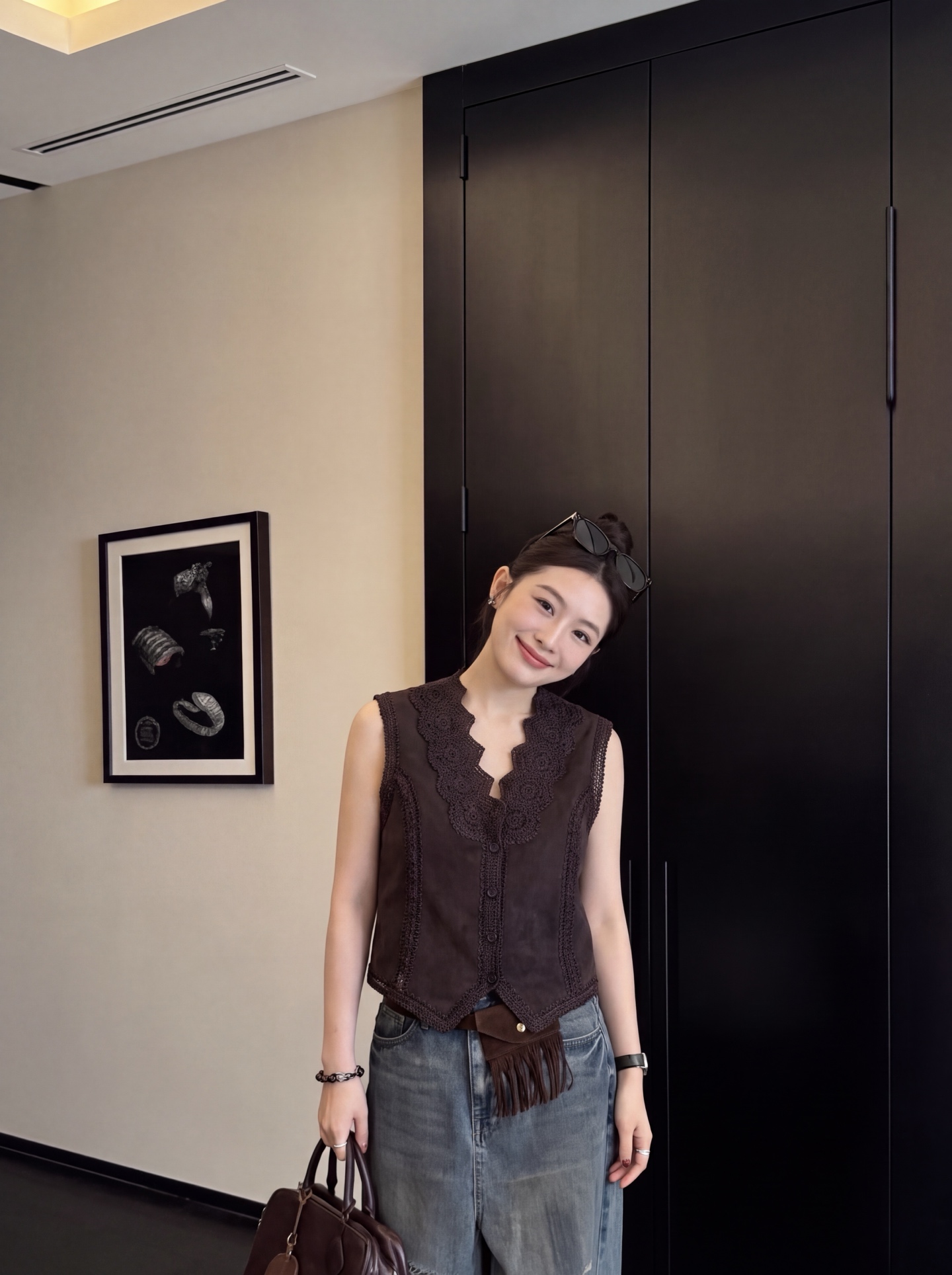 ES 26fw suede fleece leather vest