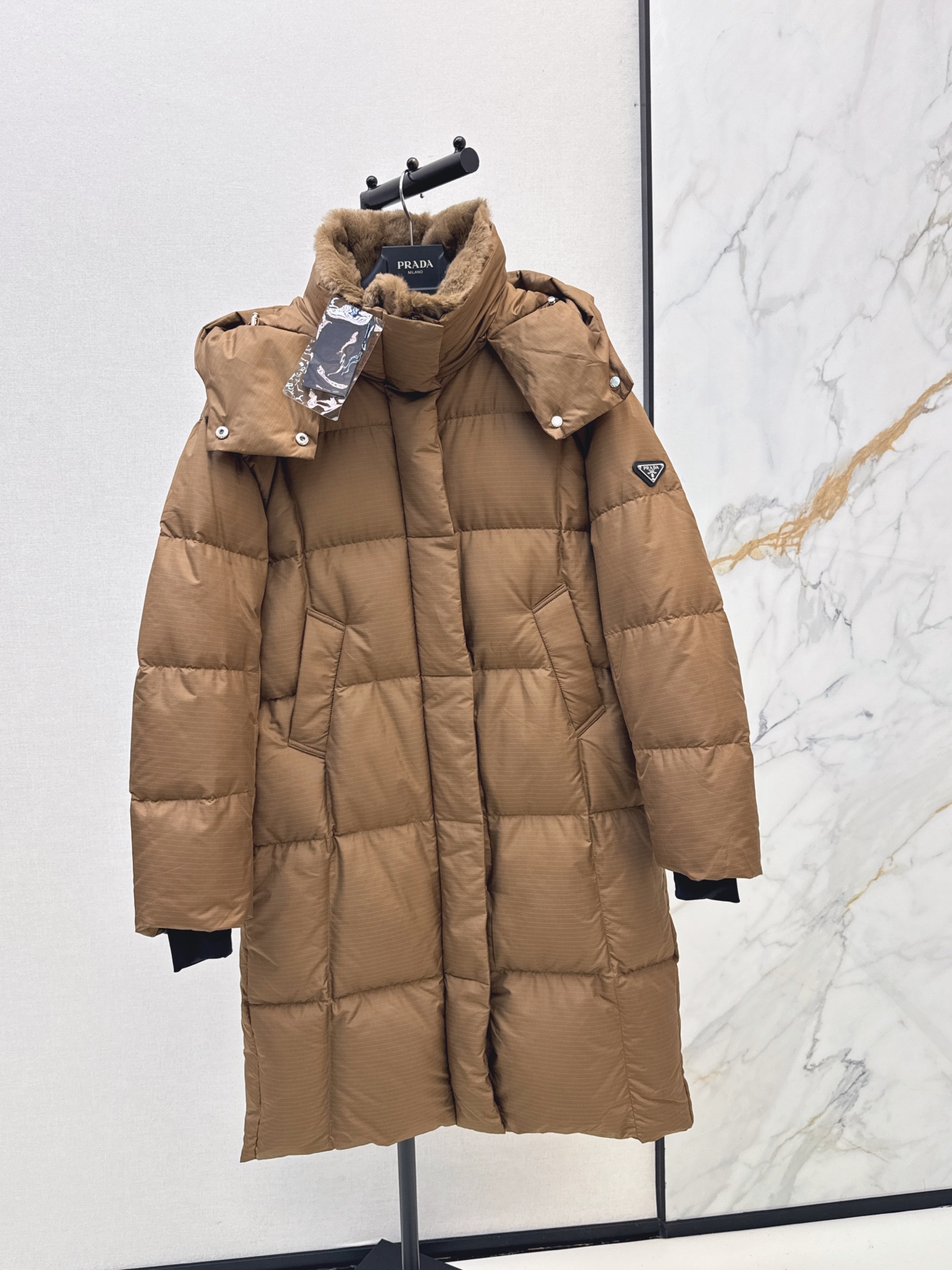 Pra 26fw hooded long down jacket