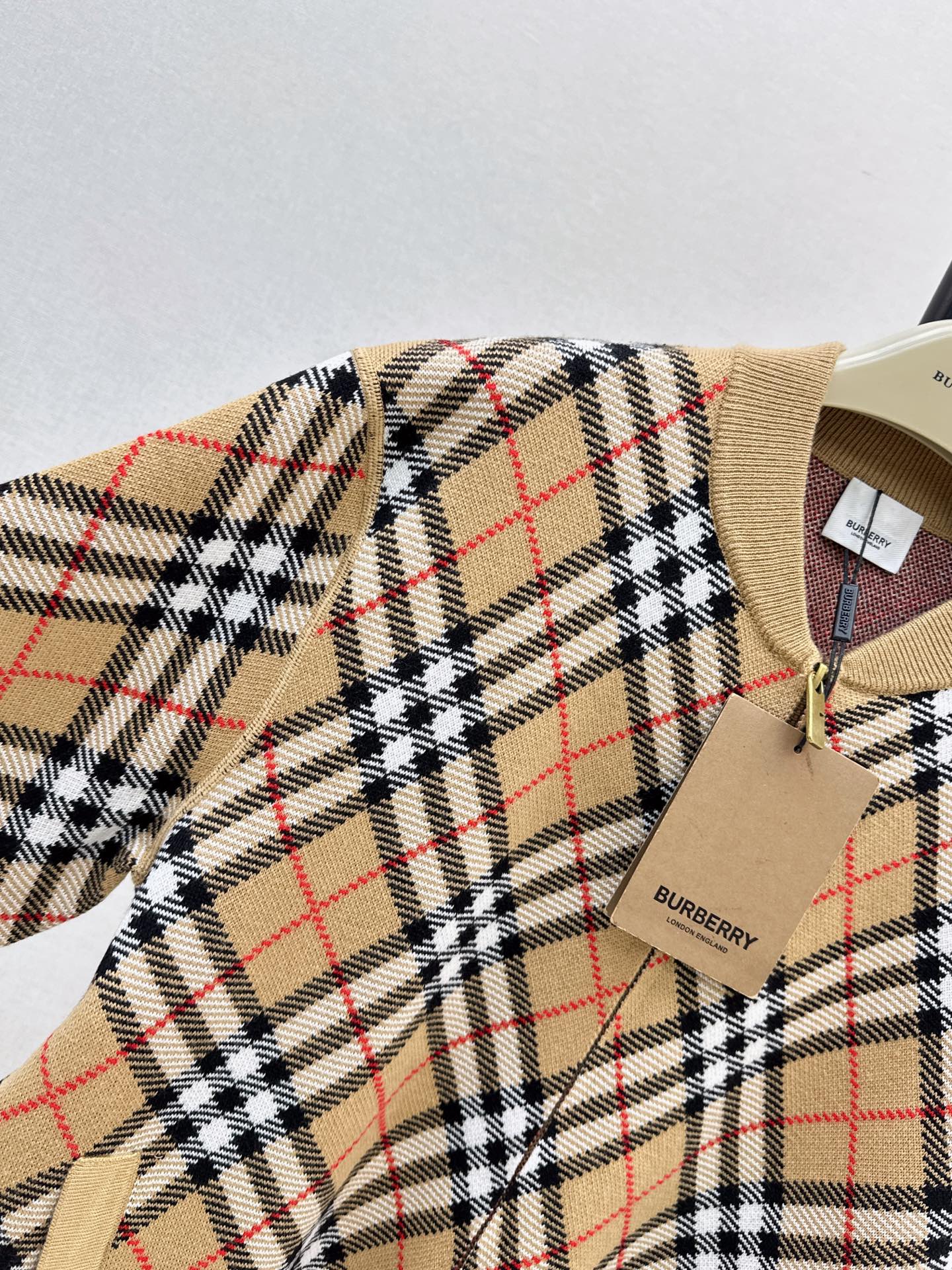 Bur 26fw check knit cardigan