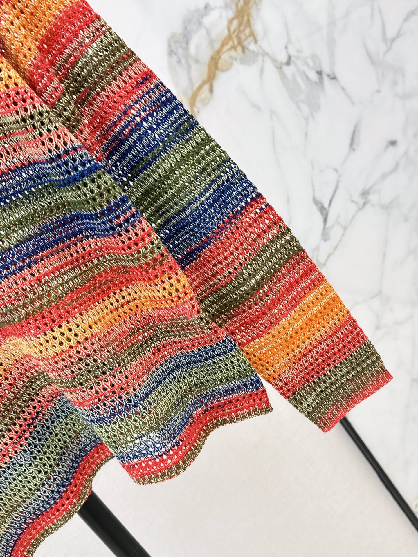 Loe 26fw stripe hollow knitwear