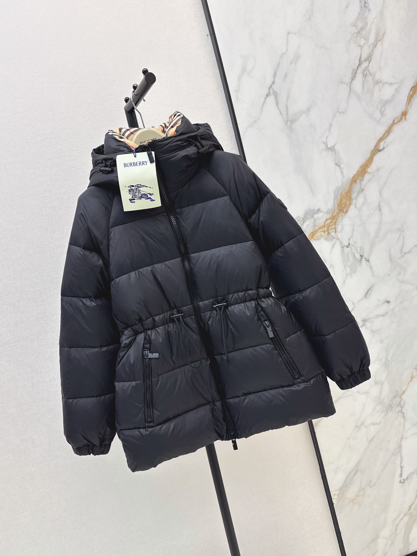 Bur 26fw hooded drawstring down jacket