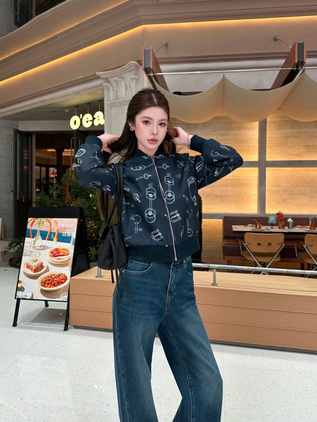 Her 26fw print zipper jacket