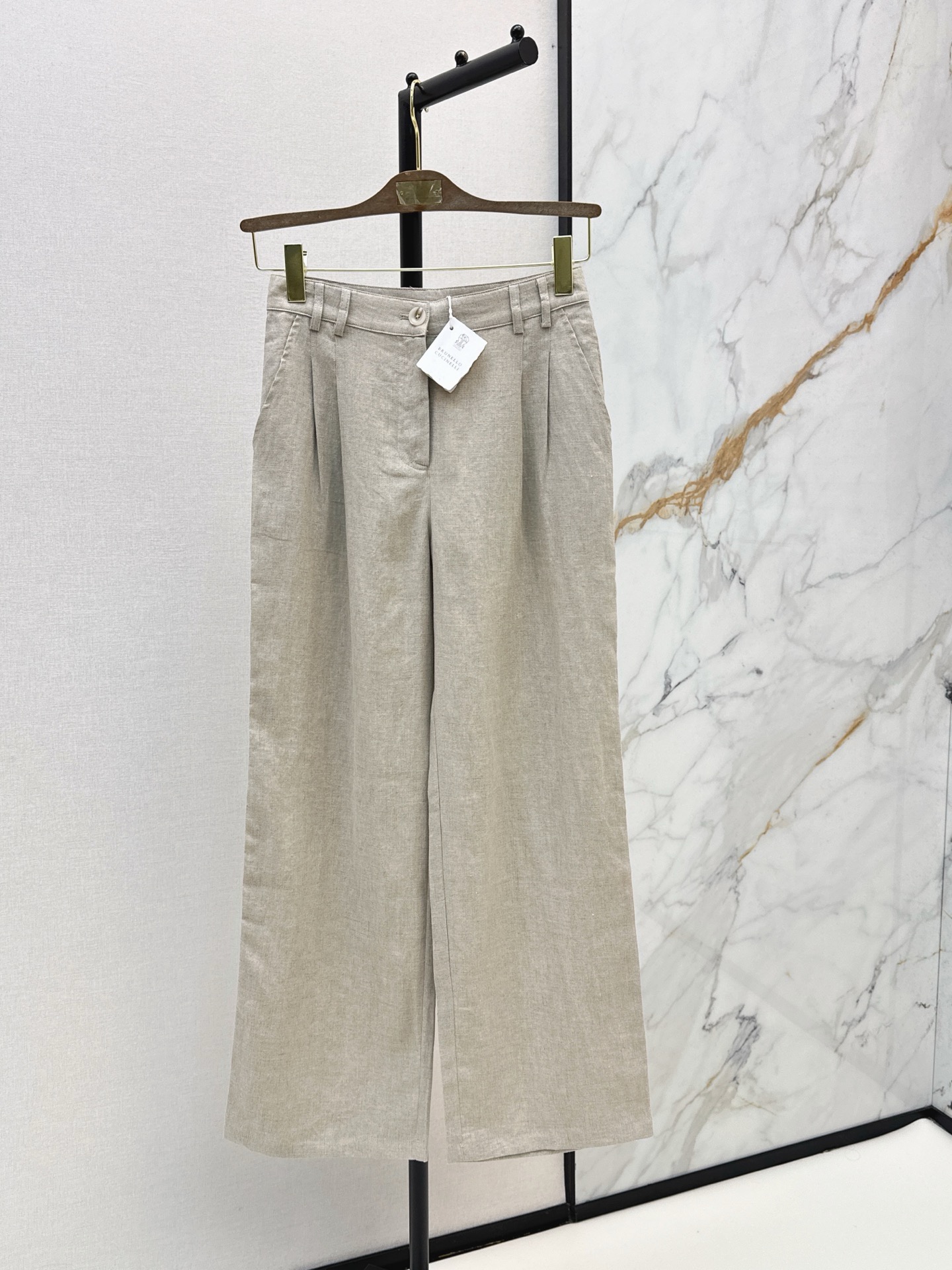 Brun 26ss linen straight-leg pants