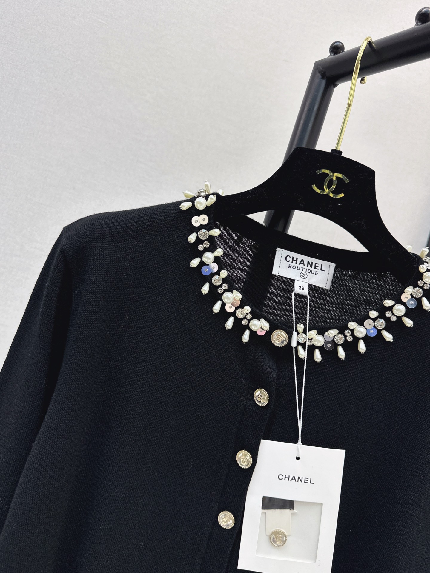 Chan 26fw rhinestone knit cardigan