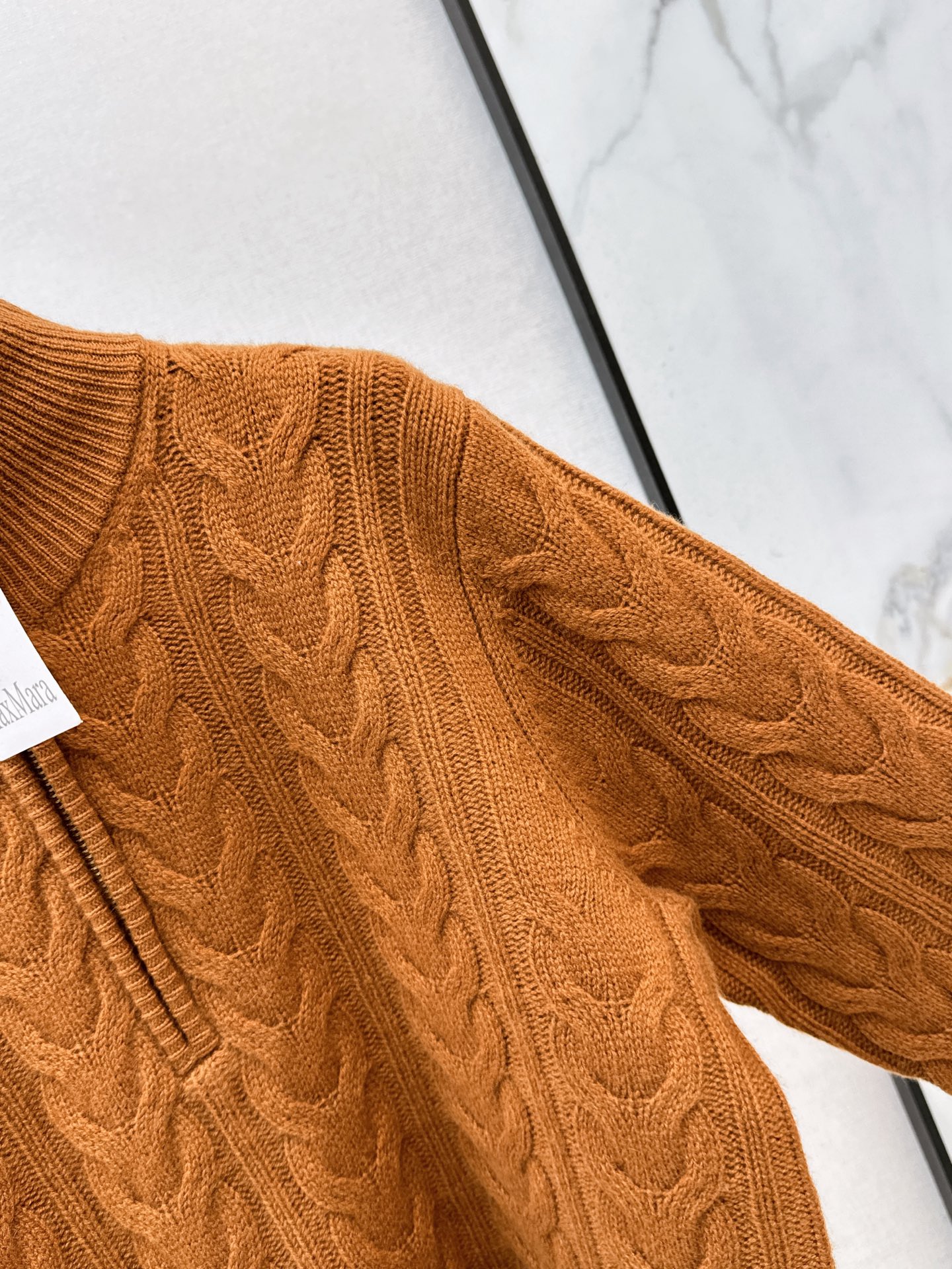 Max 26fw cable half-zip knit sweater