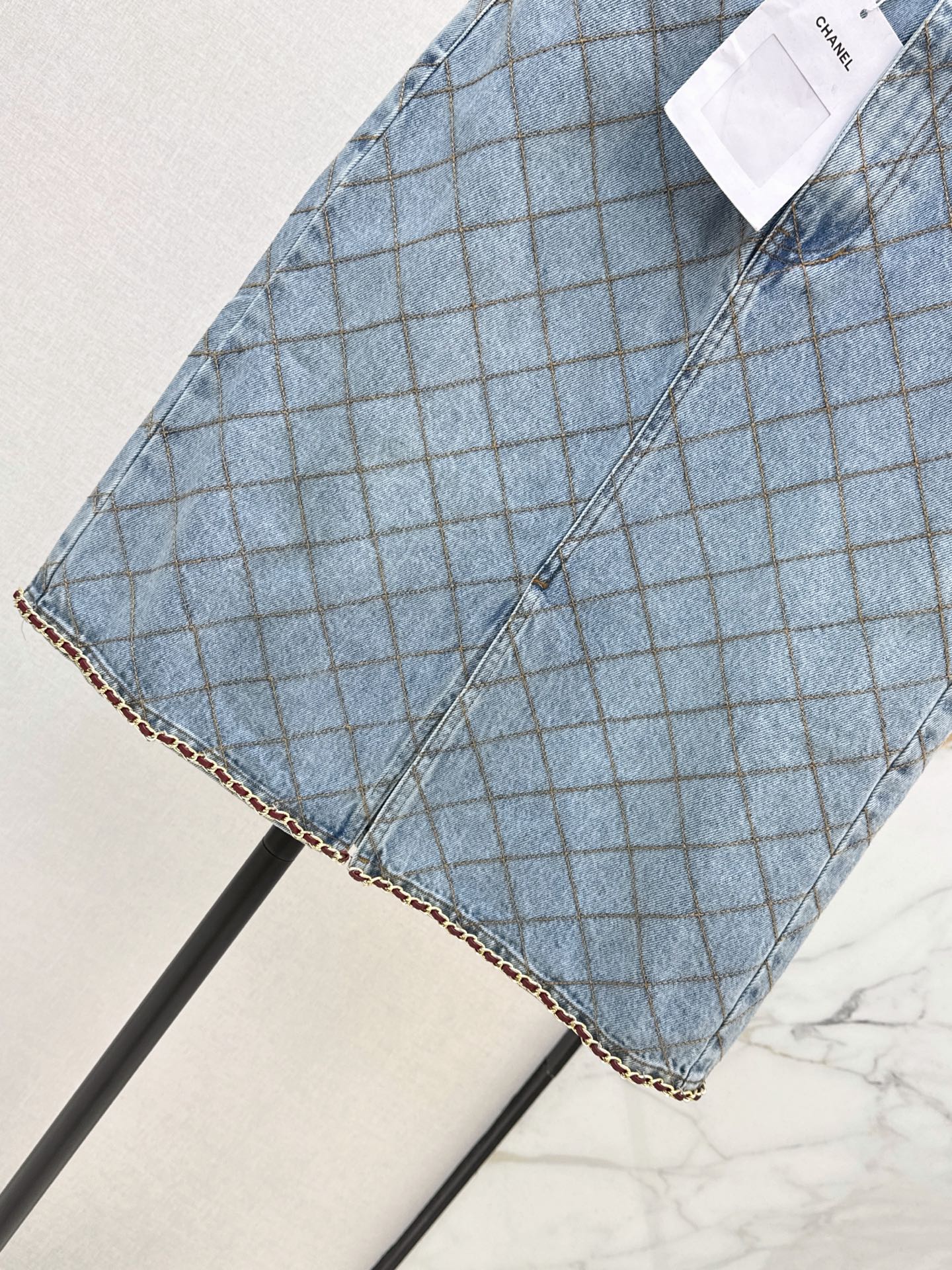 Chan 26fw diamond pattern denim skirt