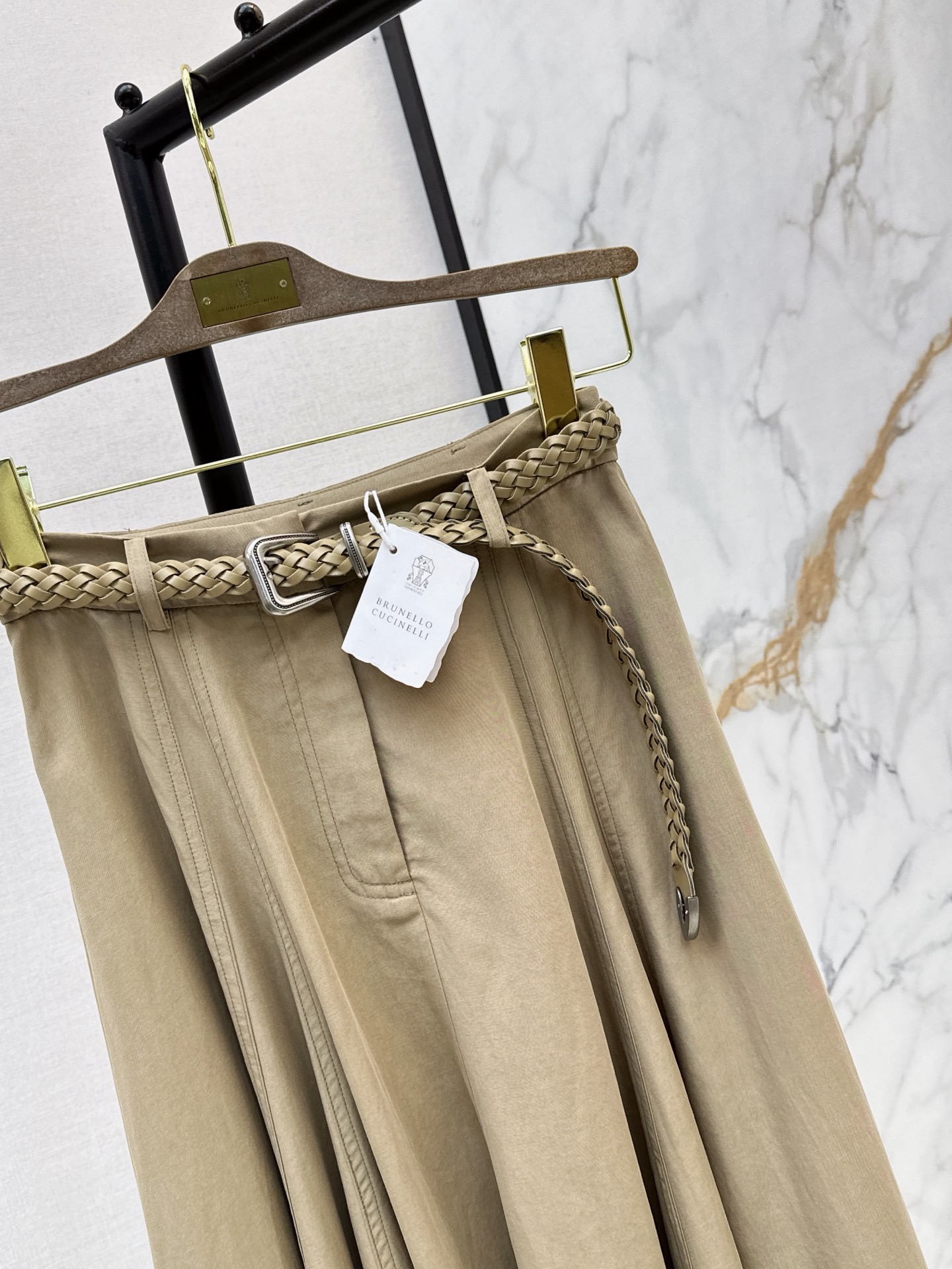 Brun 26ss belted pleated skirt