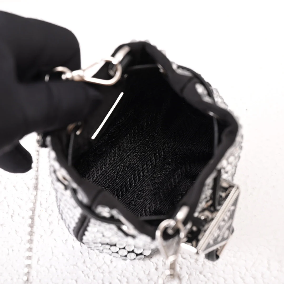 PD Embellished satin mini-pouch