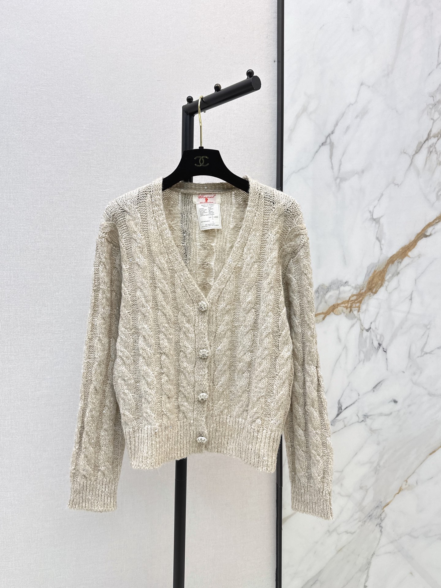 Chan 26fw cable jacquard cardigan