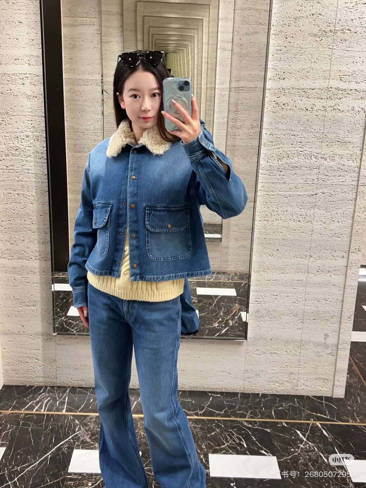 Monc 26fw teedy neck denim jacket
