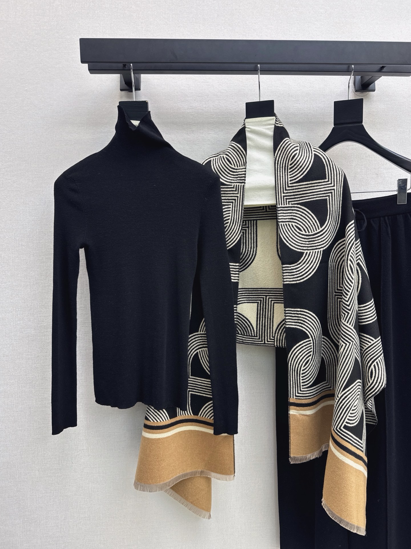 Her 26fw 3pcs knit basic tee shawls pants sets
