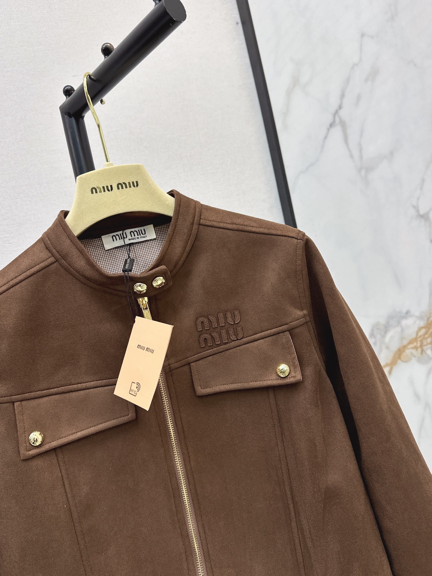 Miu 26fw zip-up cropped jacket